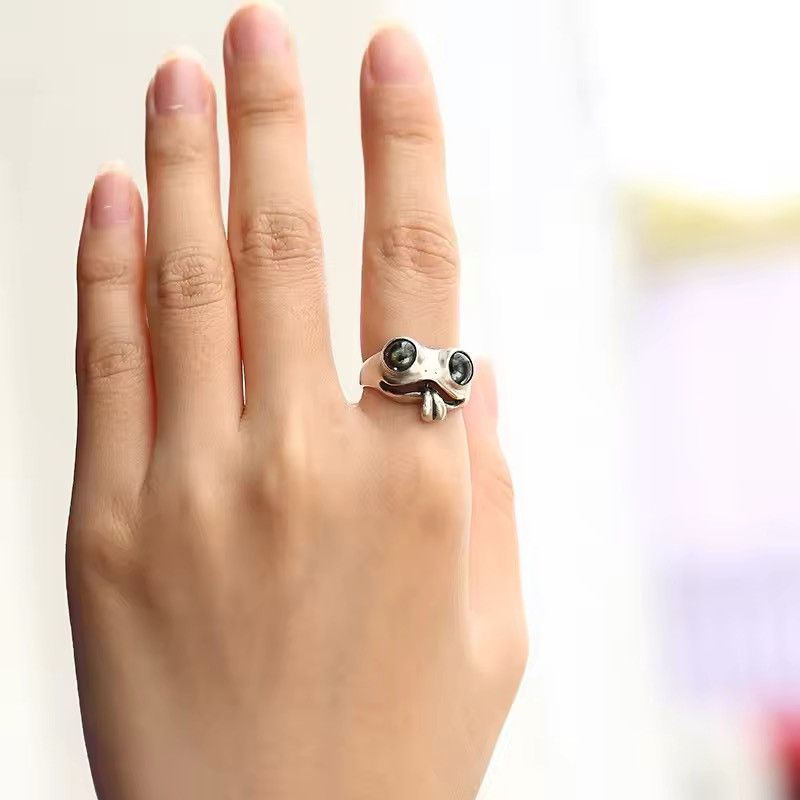 Jewelry × Vintage Tongue Twisting Frog Resizeable Ring Size ONE SIZE - 1 Thumbnail