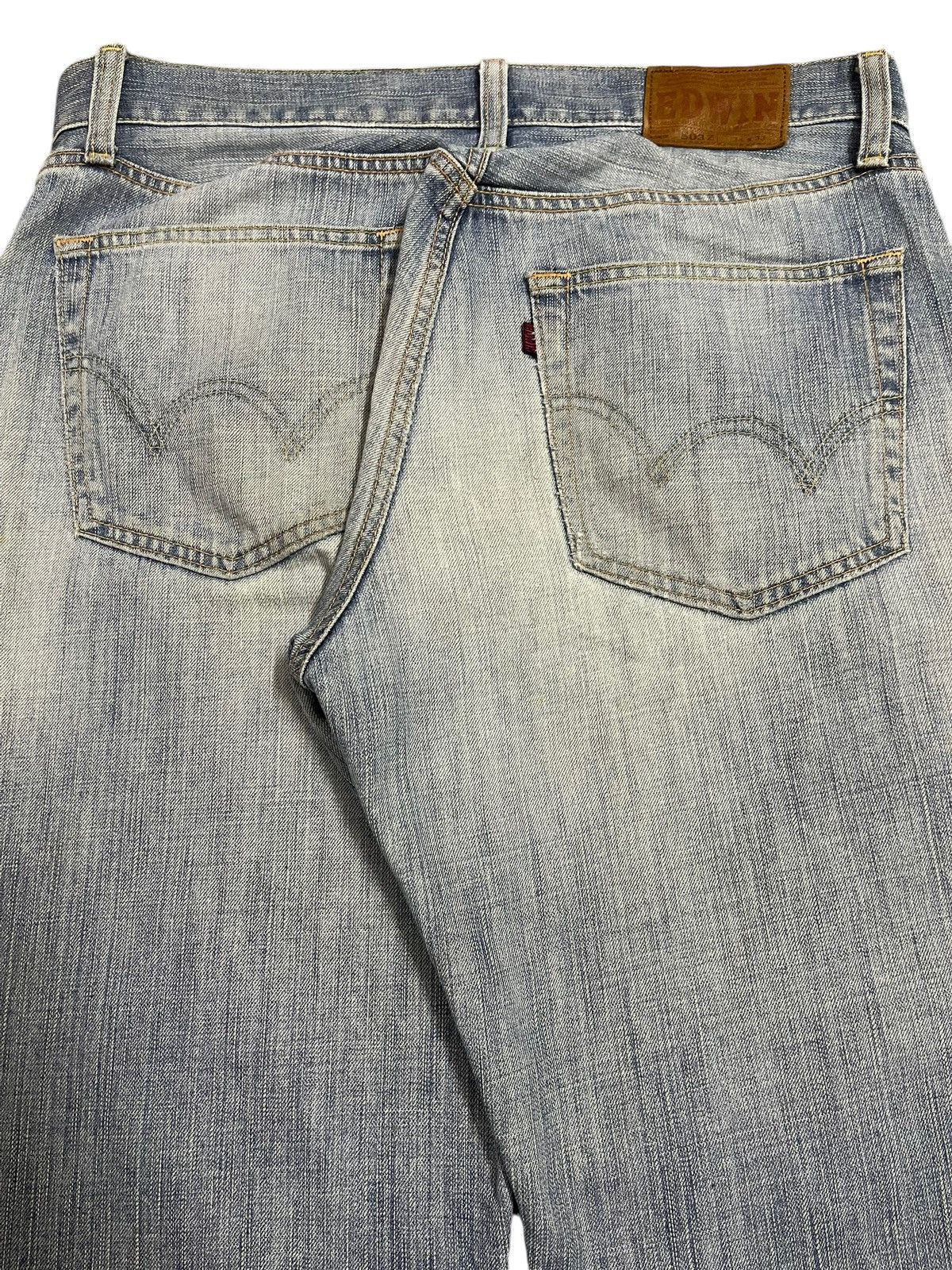 Edwin Vintage Edwin 503z Blue Faded Wash Distressed Baggy Jeans Size US 35 - 6 Thumbnail