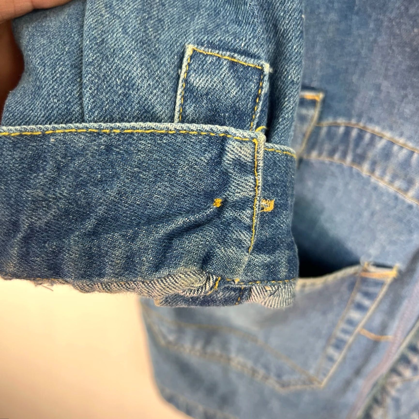 Denime Jean Blue Denim Jacket Womens Size L Blue Pockets Button Up Casual 3/4 Sleeve Size 36" / US 14 / IT 50 - 5 Thumbnail
