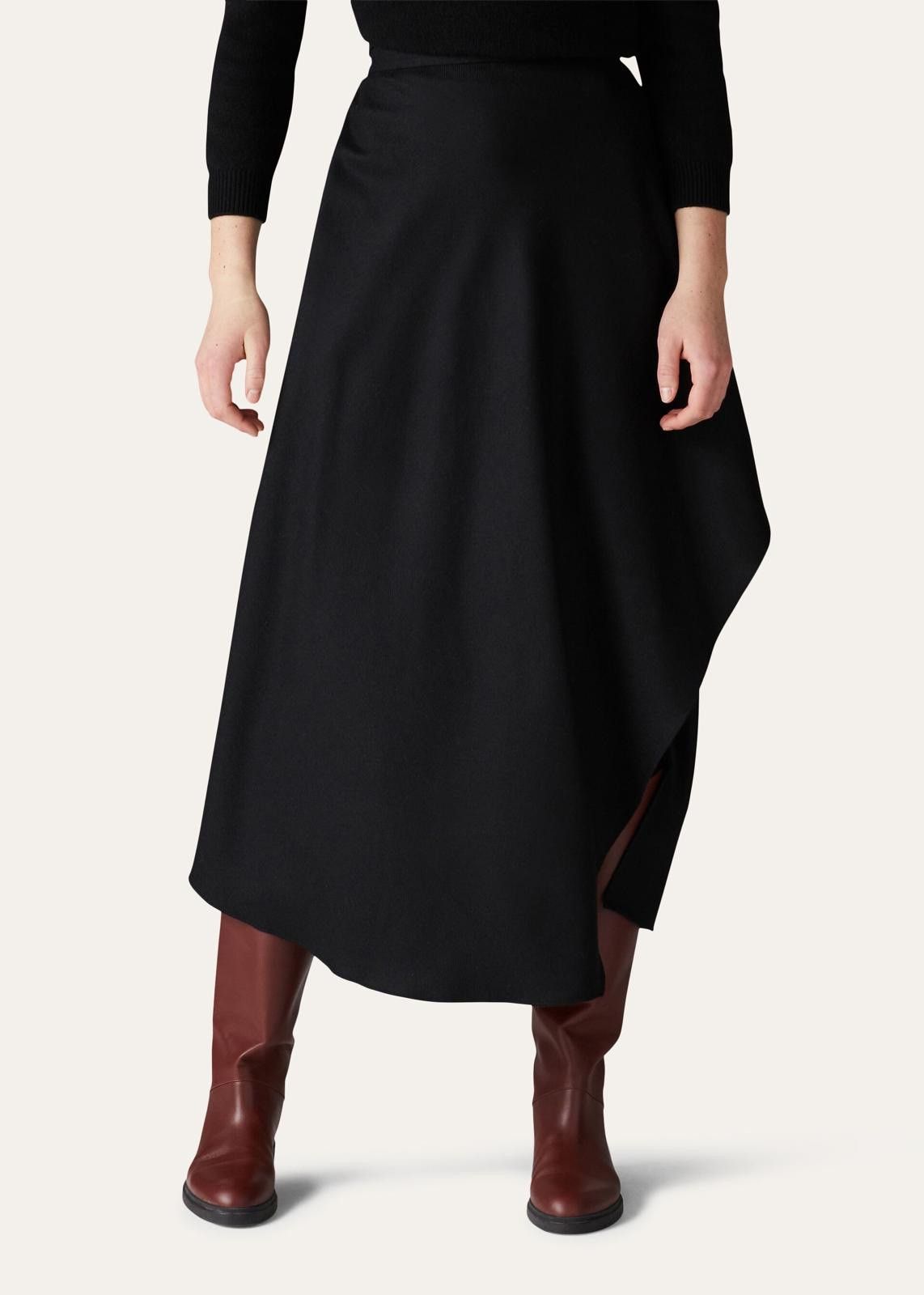 Loro Piana o1srvl11e1224 Alin Flannel Soft Skirt in Black Size 26" / US 2 / IT 38 - 4 Thumbnail