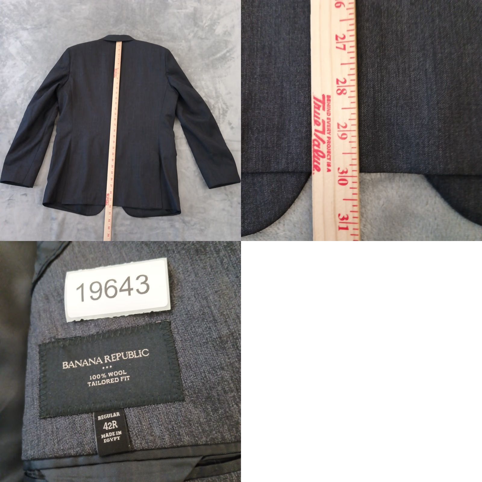 Banana Republic Banana Republic Blazer Mens 42 Gray Wool Double Vent 2 Button Notch Lapel Tailored Regular 2 Piece Vintage No Mens Size 42R - 8 Thumbnail