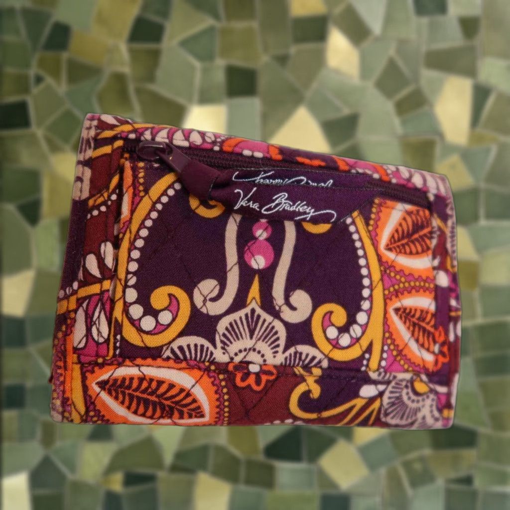 Vera Bradley Vera Bradley Wallet Purple Orange Floral Printed Flap Front Snap Card Holders Small 5.5 x 4 Women Purple Orange Floral Printed Fabric Wallet Size ONE SIZE - 1 Thumbnail
