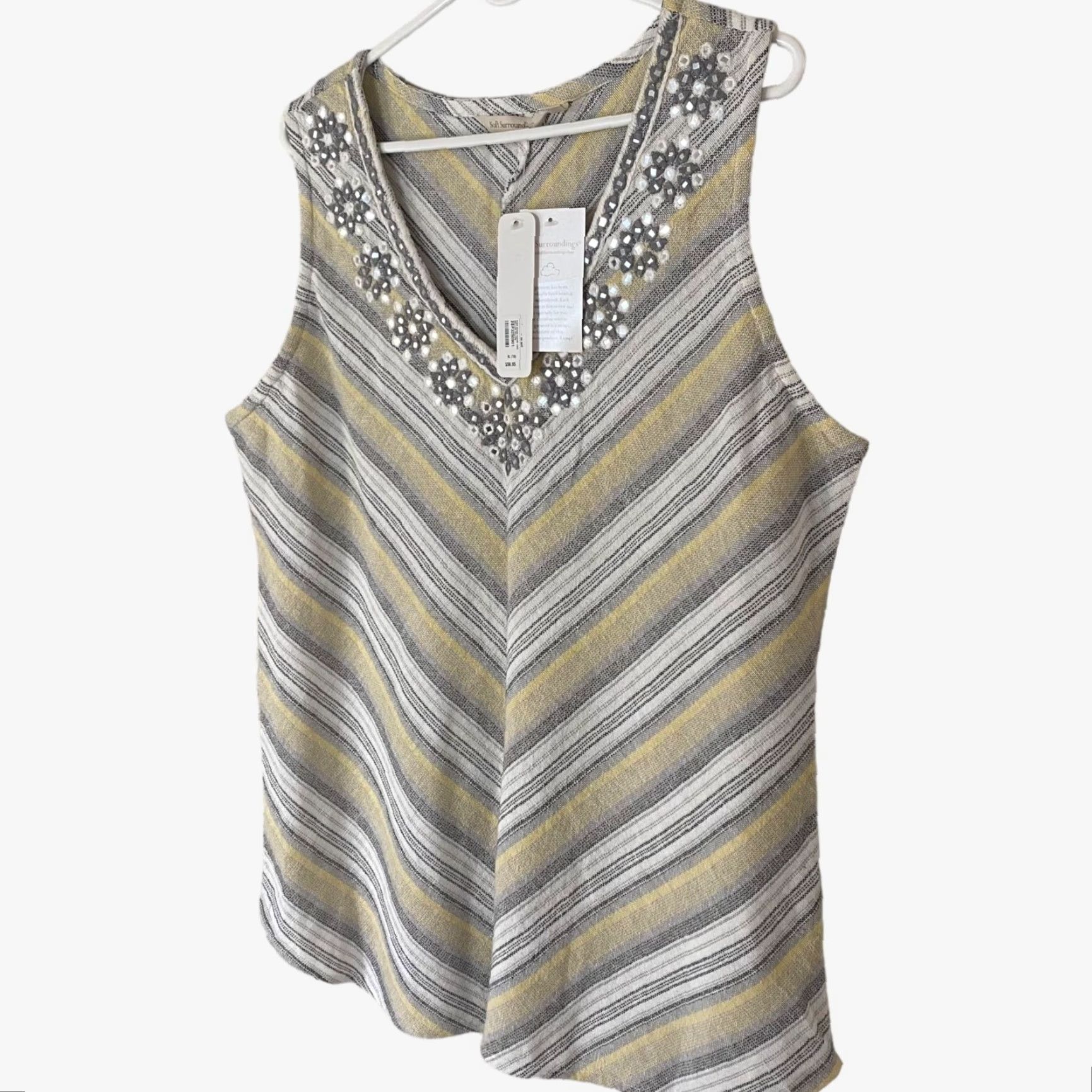 Soft Surroundings SOFT SURROUNDINGS Nissi Beach Tank Top Womens XL Multicolor Hand Beaded Beach V-Neck NEW Size XL / US 12-14 / IT 48-50 - 2 Thumbnail