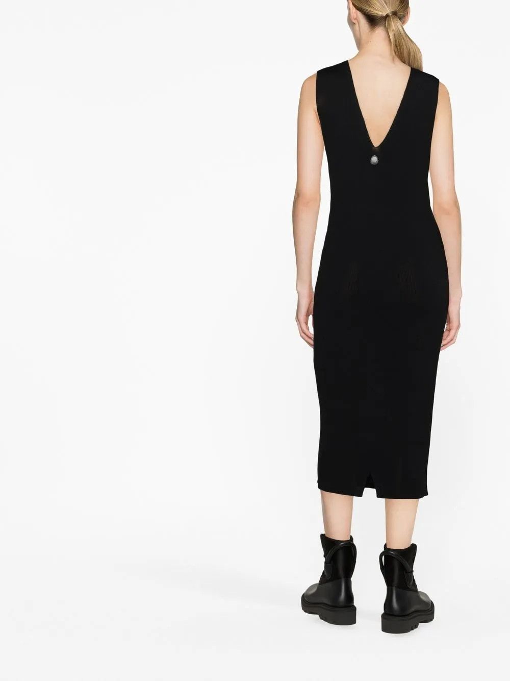 Moncler o1y1125 V-neck Midi Dress in Black Size M / US 6-8 / IT 42-44 - 4 Thumbnail