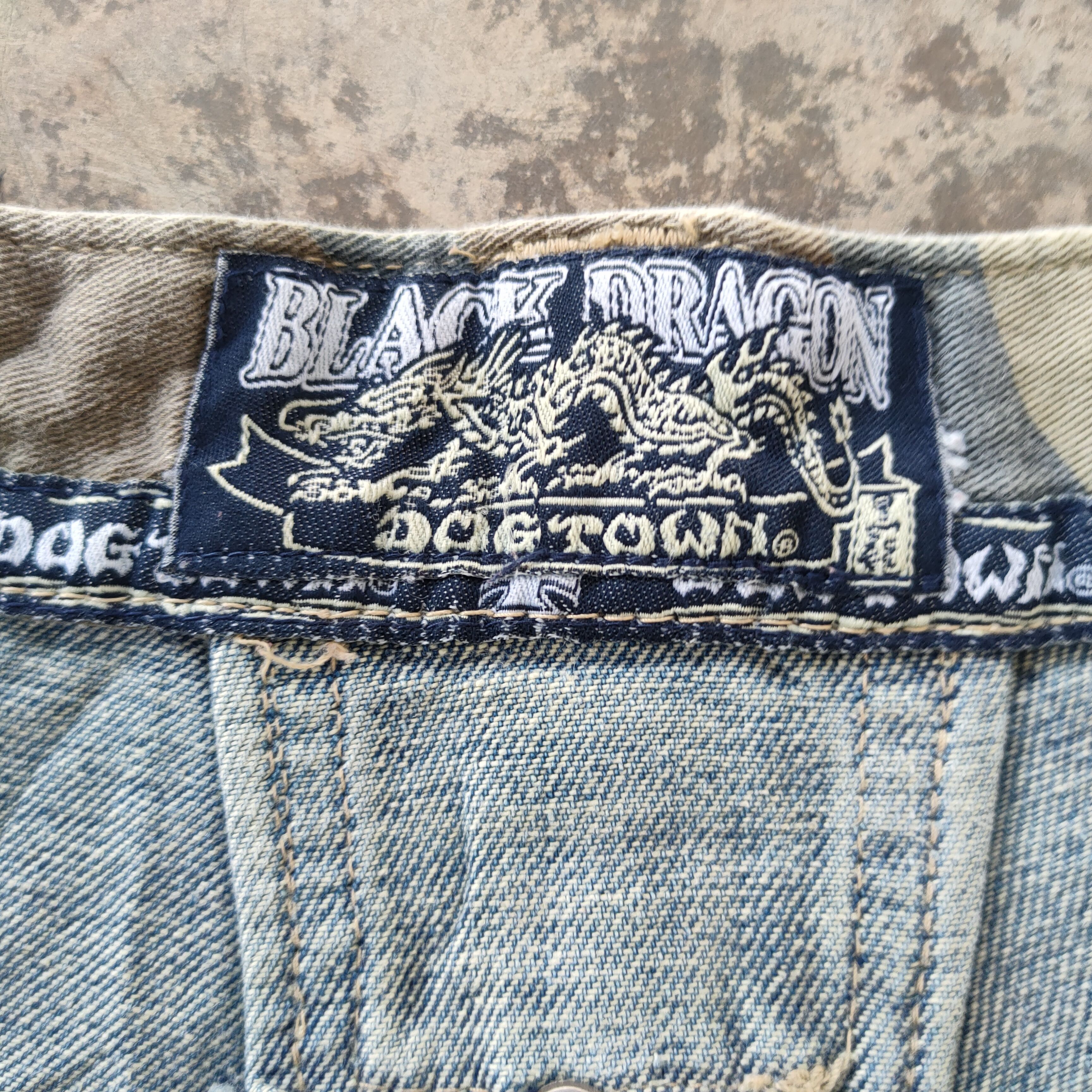 Vision Streetwear # VINTAGE BLACK EMBROIDERED DRAGON FADED JEANS PANTS Size US 32 / EU 48 - 7 Thumbnail