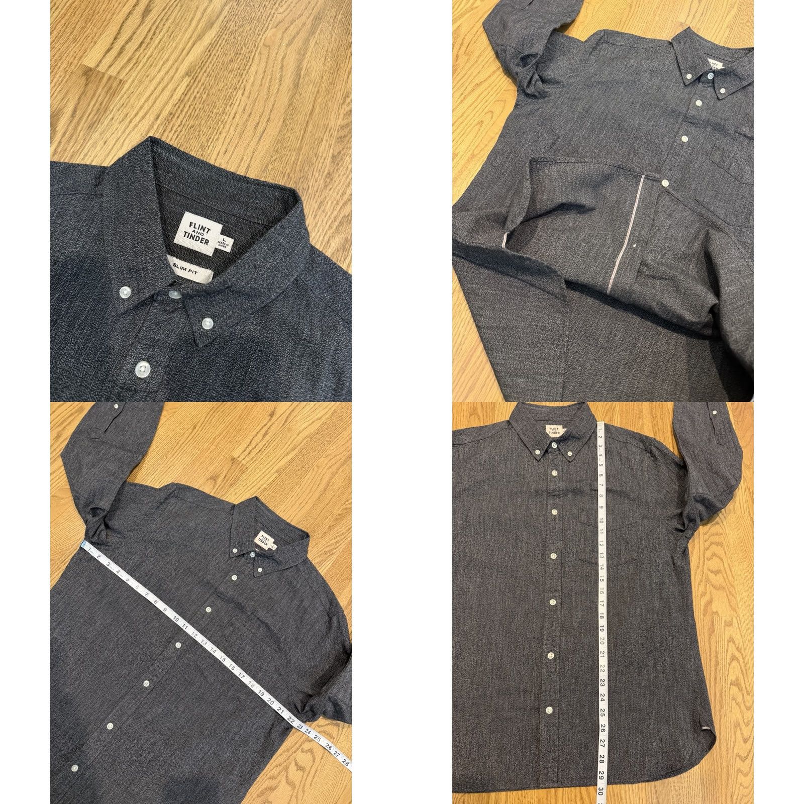 Flint And Tinder Flint & Tinder Shirt Selvedge Architect Shirt Men’s Large Marled Charcoal Slim Size US M / EU 48-50 / 2 - 8 Thumbnail