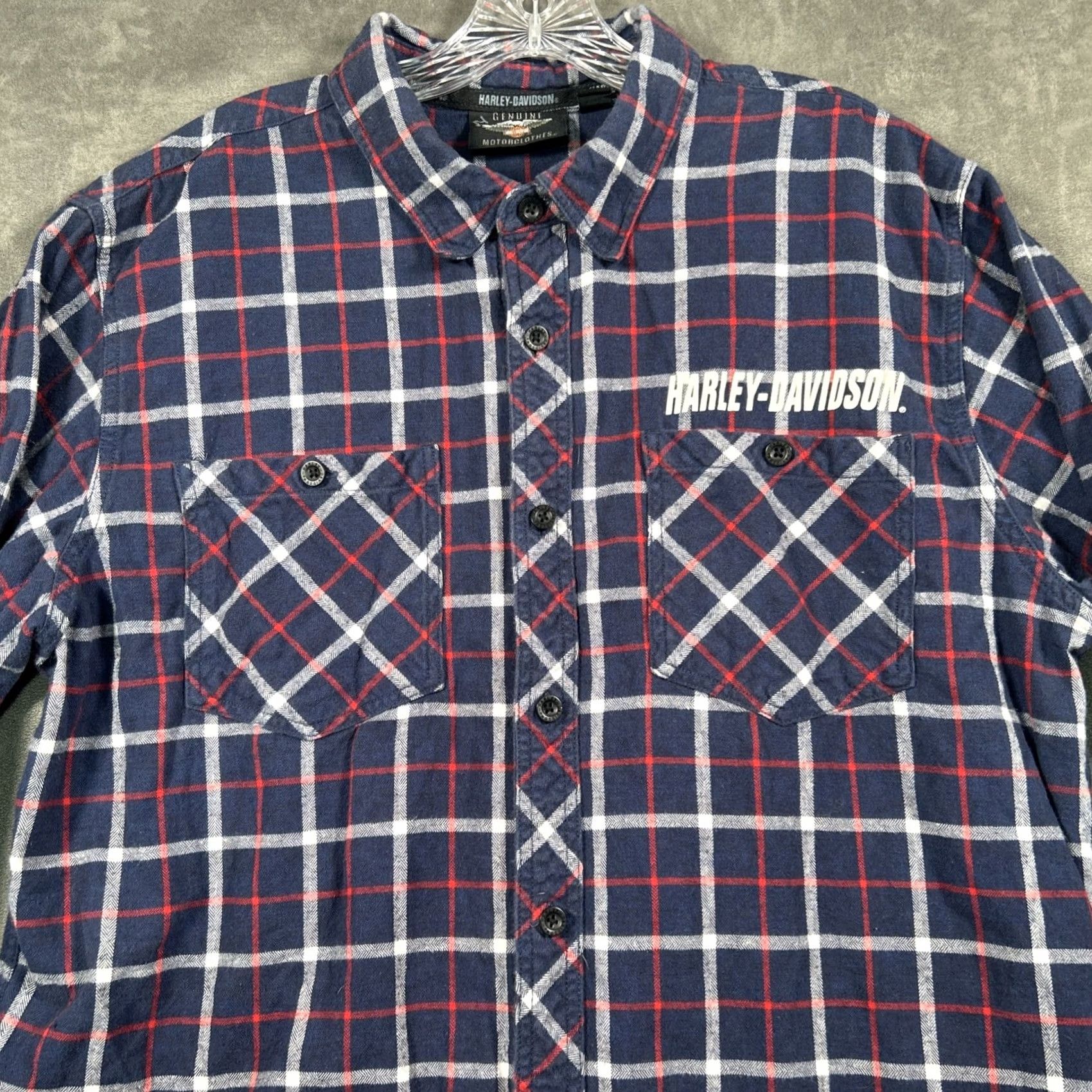 Harley Davidson Harley Davidson Shirt Mens XL Blue Plaid Button Down Flannel Long Sleeve Biker Size US XL / EU 56 / 4 - 2 Thumbnail