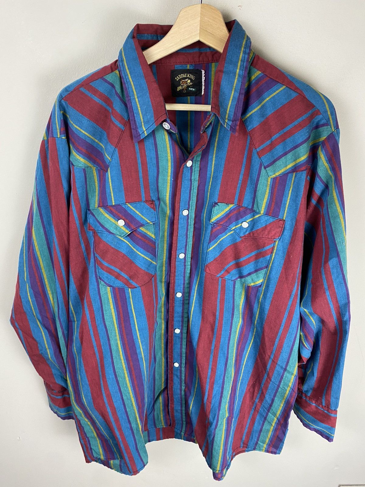 Vintage Vintage Saddle King Spiral Western Button Up Size US L / EU 52-54 / 3 - 1 Thumbnail