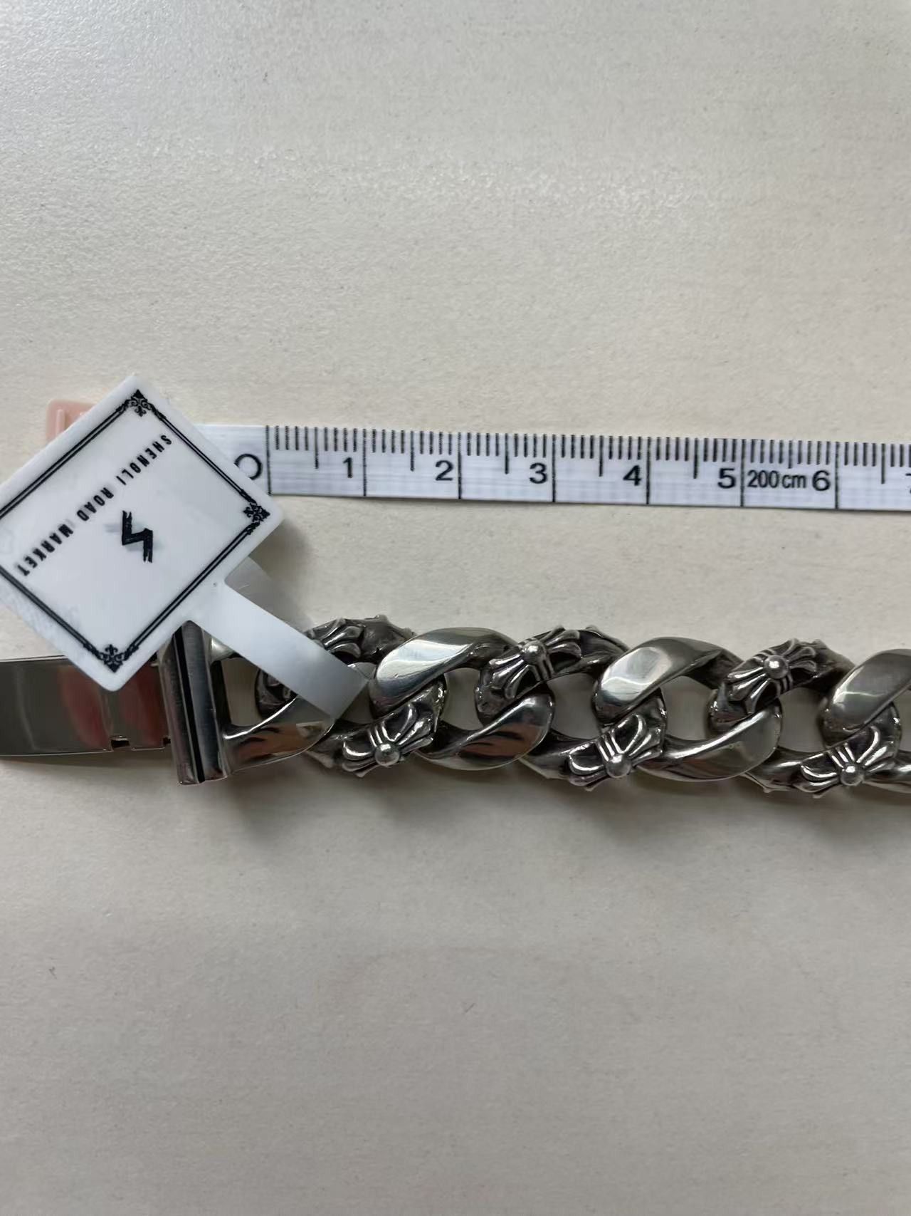 Chrome Hearts Chrome Hearts Silver Diamond ID Cross Cuba Bracelet Size ONE SIZE - 7 Thumbnail