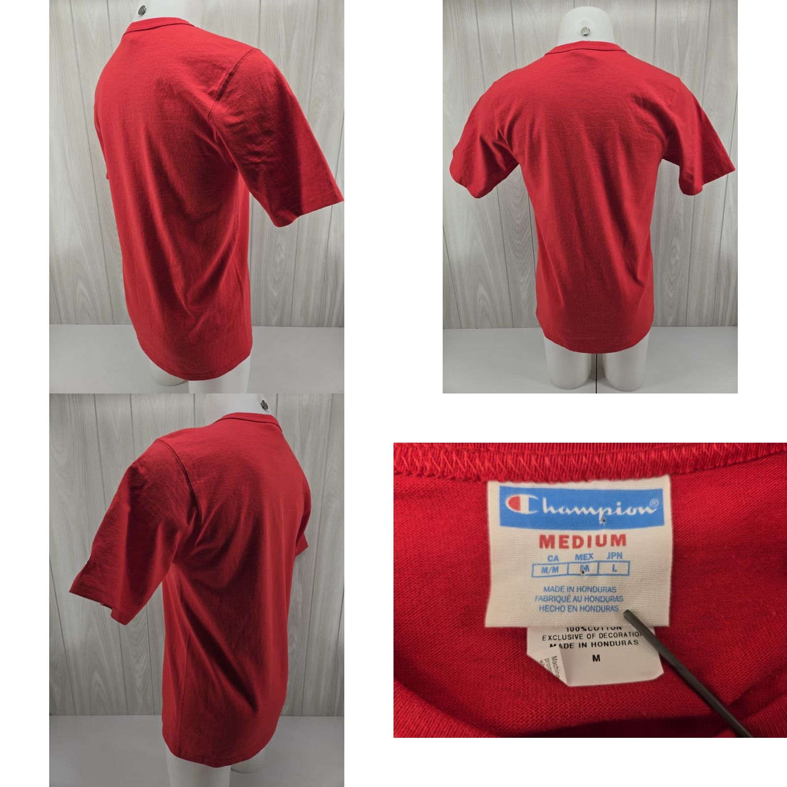 Champion VINTAGE Champion Men's T-Shirt Logo Red Classic Shirt M Adult Medium Red Logo Size US M / EU 48-50 / 2 - 8 Thumbnail