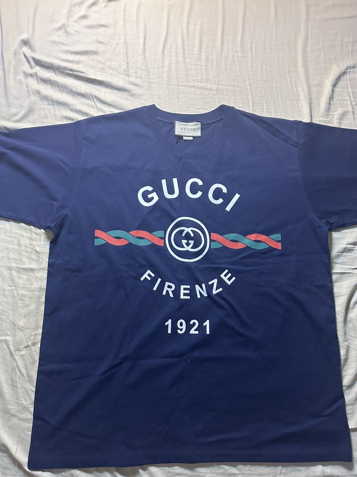 image of Gucci Firenze 1921' T-Shirt in Navy, Men's (Size XL)