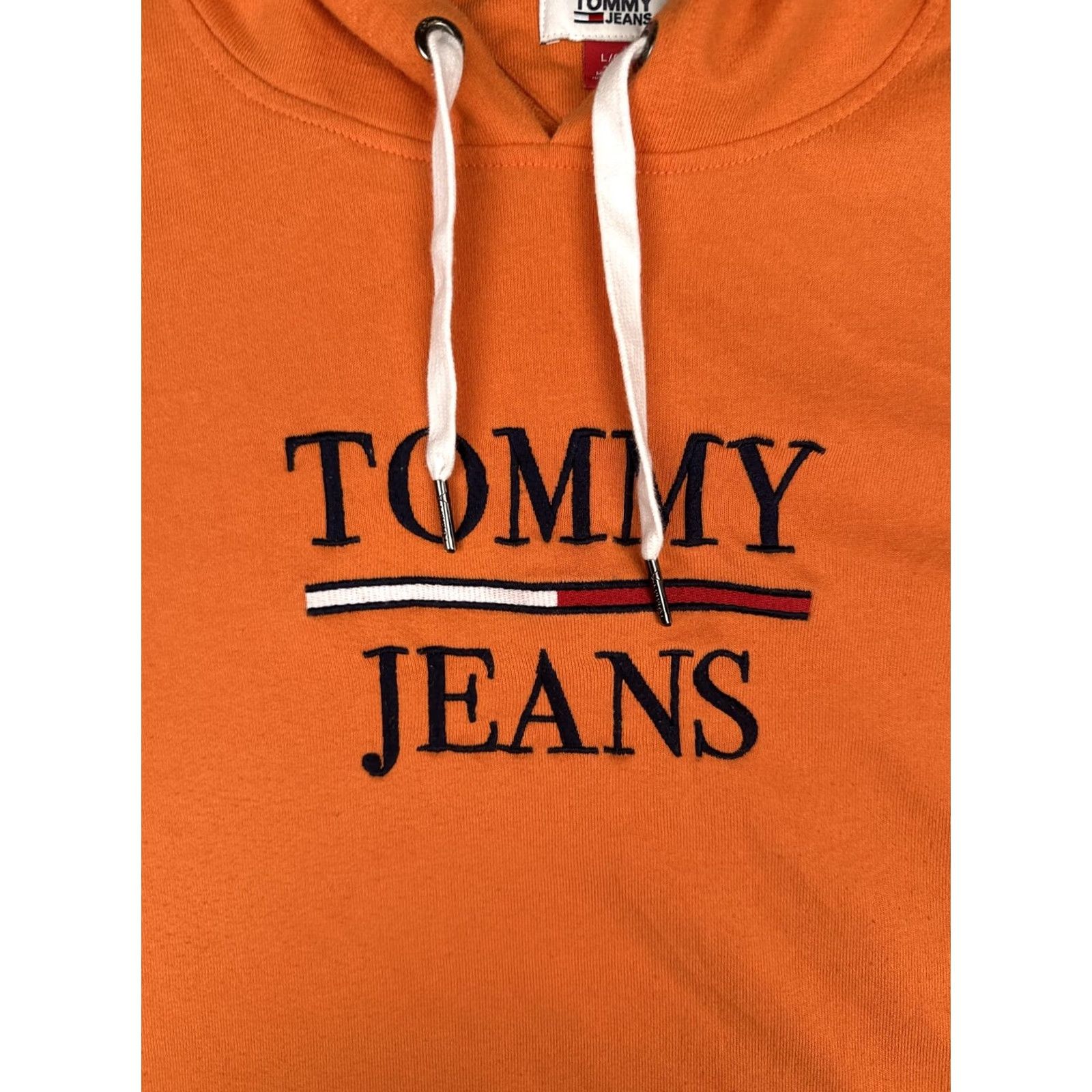 Tommy Hilfiger Tommy Jeans Sweater Hoodie Womens L Orange Logo Hooded Top Size L / US 10 / IT 46 - 6 Thumbnail