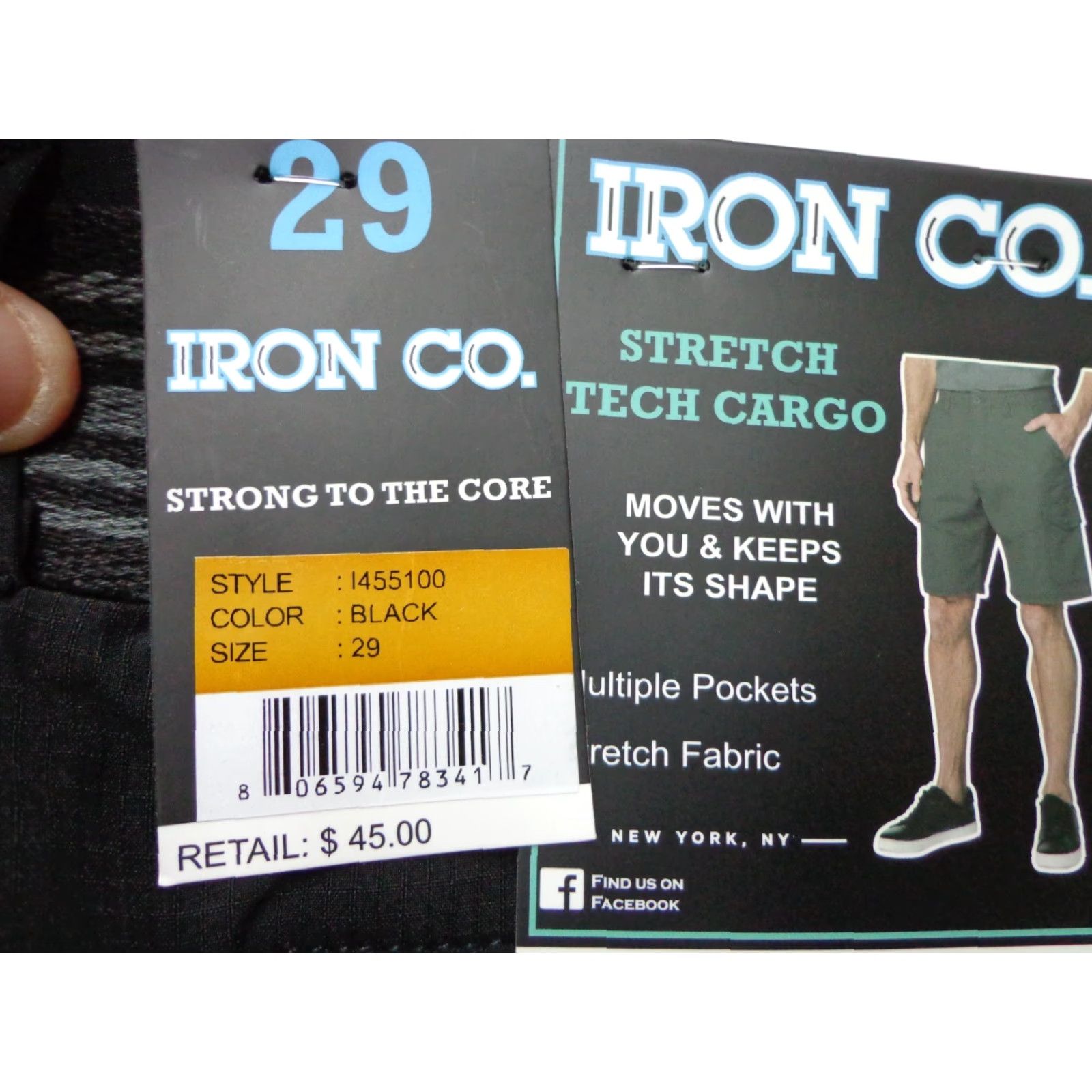 Vintage Iron Co. Warder Stretch Tech Belted Cargo Shorts Black 29 NEW Size US 29 - 4 Thumbnail