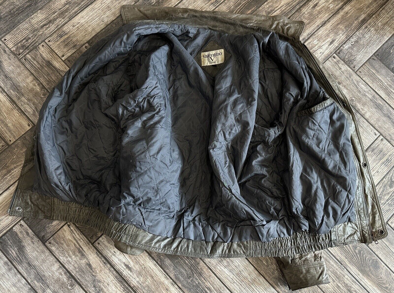 Valentino Vintage Valentino Uomo Distressed Leather Bomber Jacket Men Size US XL / EU 56 / 4 - 20 Thumbnail