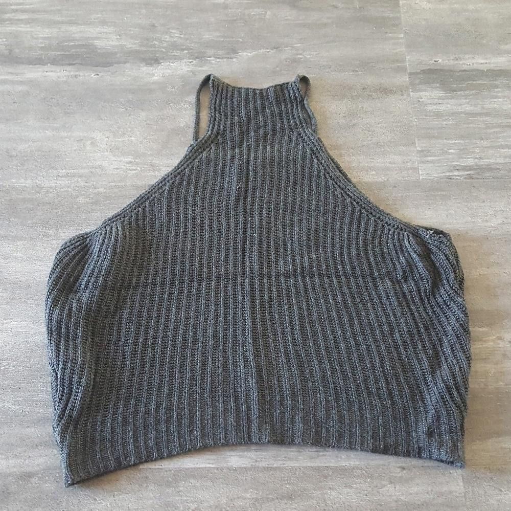 Designer Grey High Neck Melville Sweater Crop Size ONE SIZE - 2 Thumbnail