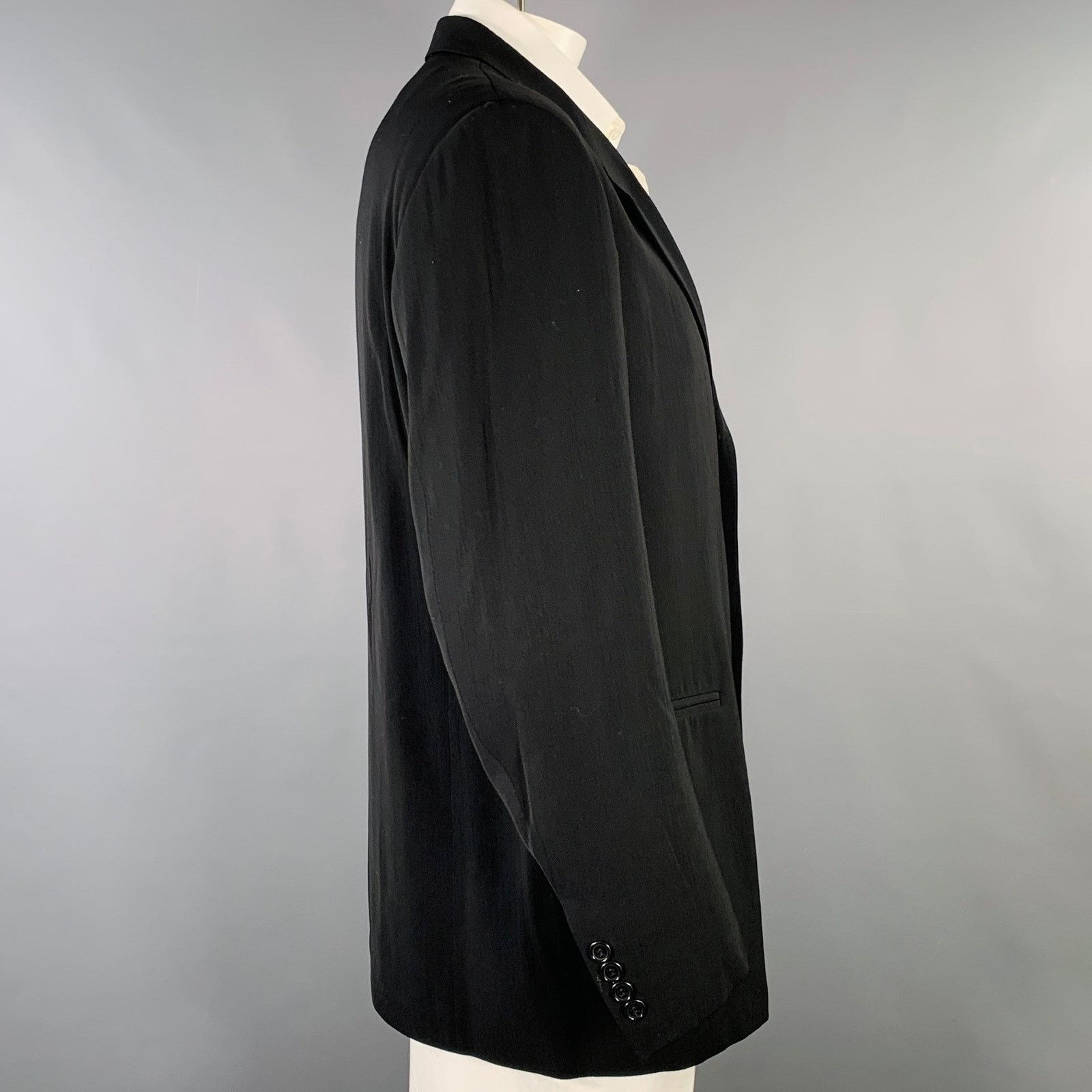 Donna Karan DONNA KARAN Size 44 Black Notch Lapel Sport Coat Size 44R - 2 Thumbnail