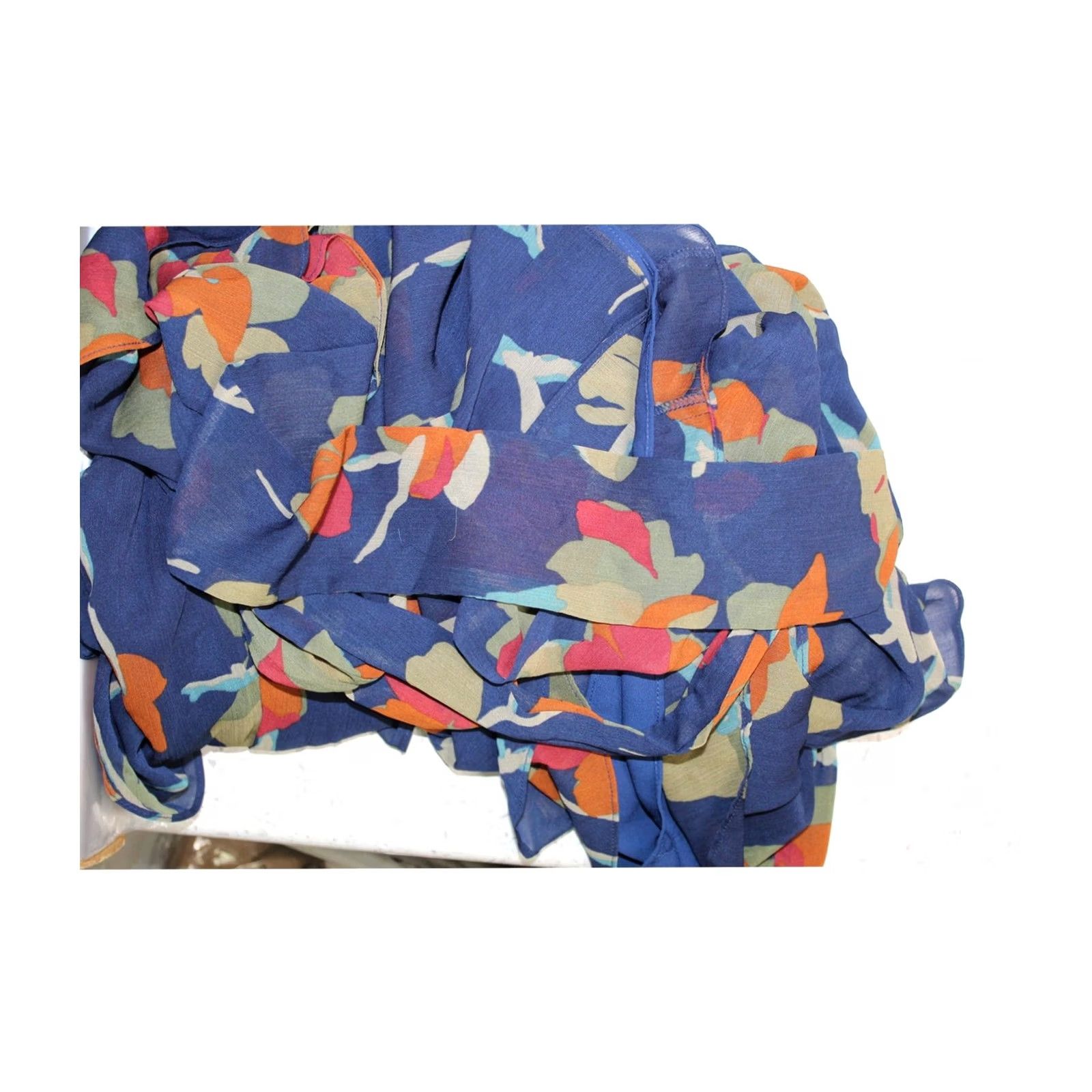 Ralph Lauren Ralph Lauren Belted Floral Georgette Dress, bluemulti, Plus Size, 16W, Floral Print, Flutter Sleeve, Zip, Belted, All Seasons, Women Size XXL / US 16-18 / IT 52-54 - 3 Thumbnail