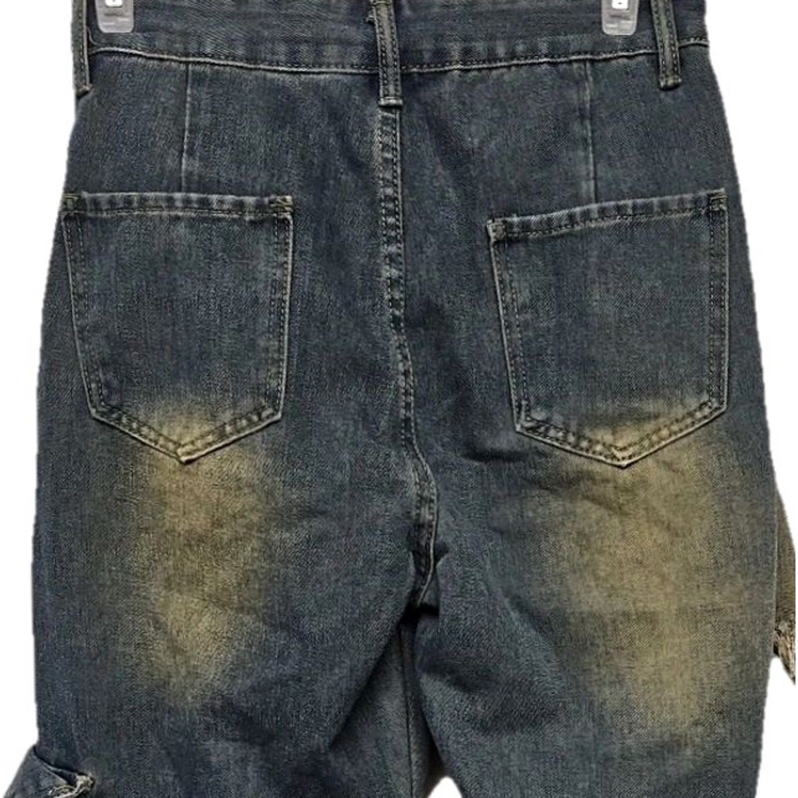 Vintage Aelfric Eden Baggy Cargo Jeans Raw Hem Patchwork Star Size S Blue Distressed Mens Size US 29 - 5 Thumbnail
