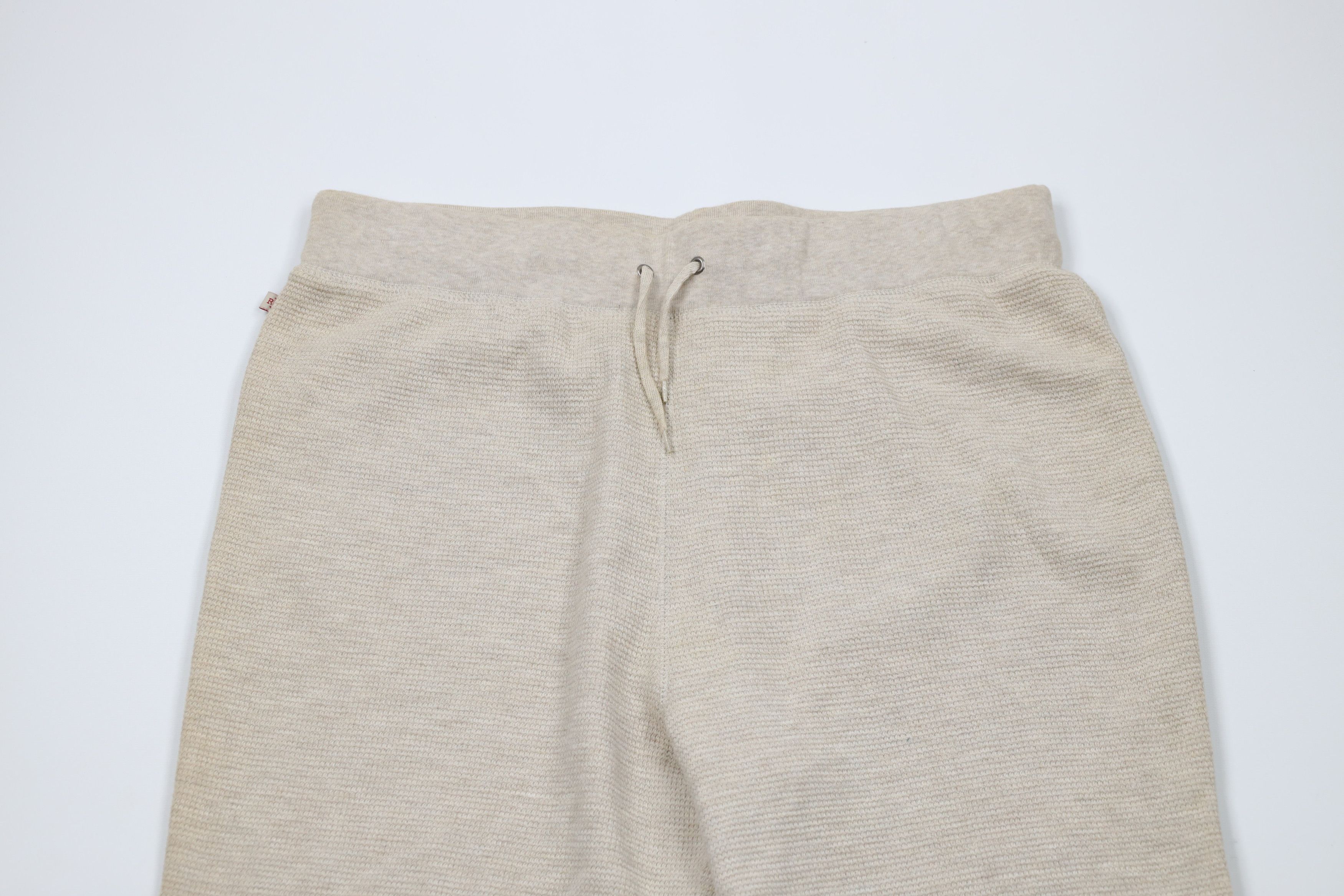 Ralph Lauren × Vintage Vintage 90s Ralph Lauren Waffle Knit Wide Leg Pants Beige Size 34" / US 12 / IT 48 - 2 Thumbnail