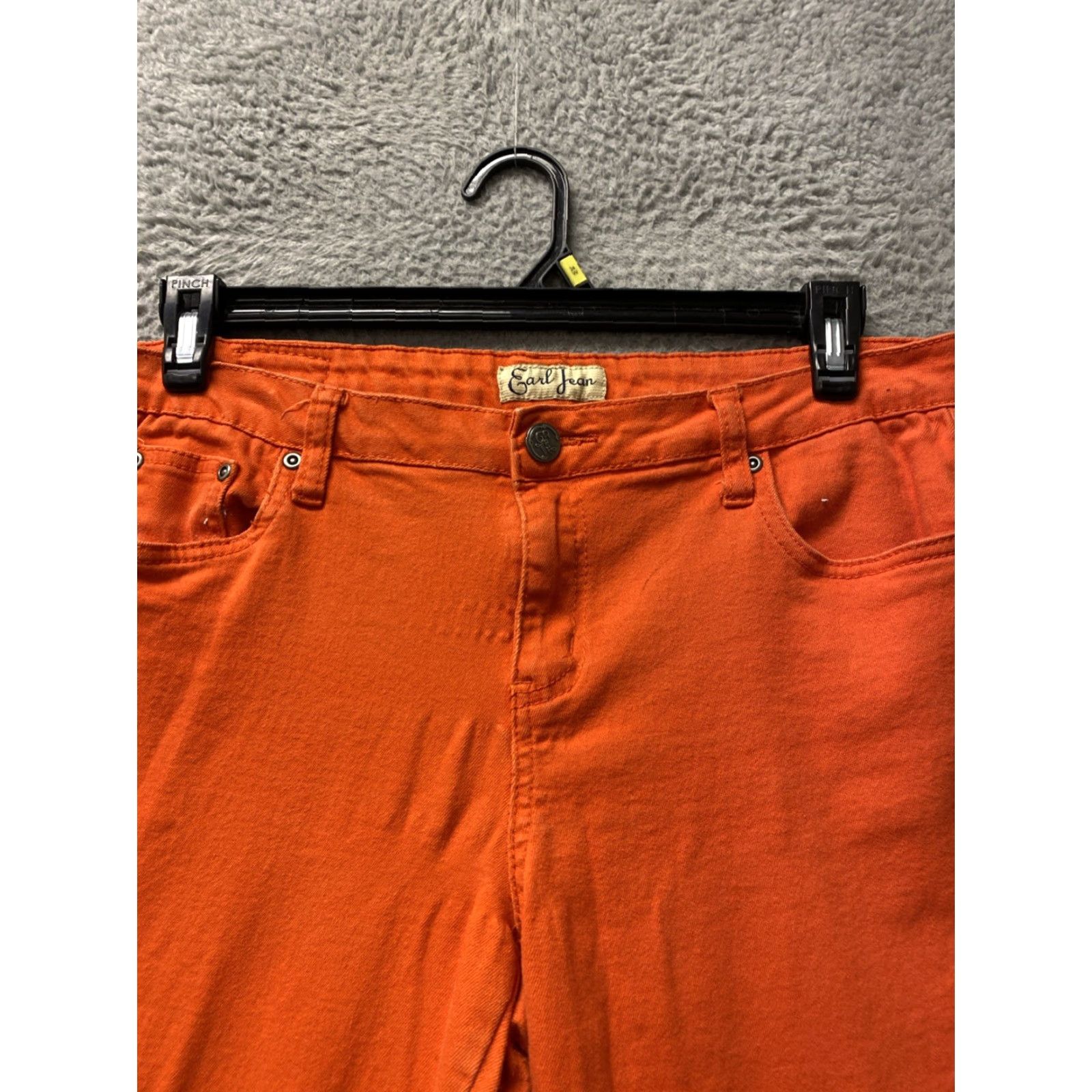 Vintage EARL Jeans Women's Size 12 Bright Orange Denim /0340 Slim Straight With Rhinestones Womens Size 24" / US 00 / IT 34 - 2 Thumbnail