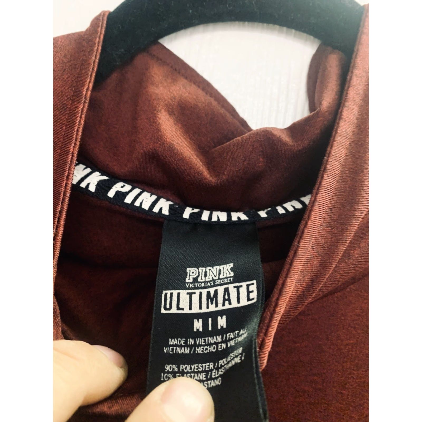 Victoria's Secret Victoria’s Secret PINK Ultimate 1/2 Zip Pullover Womens Medium Maroon Thumbholes Sweatshirt Size M / US 6-8 / IT 42-44 - 4 Thumbnail