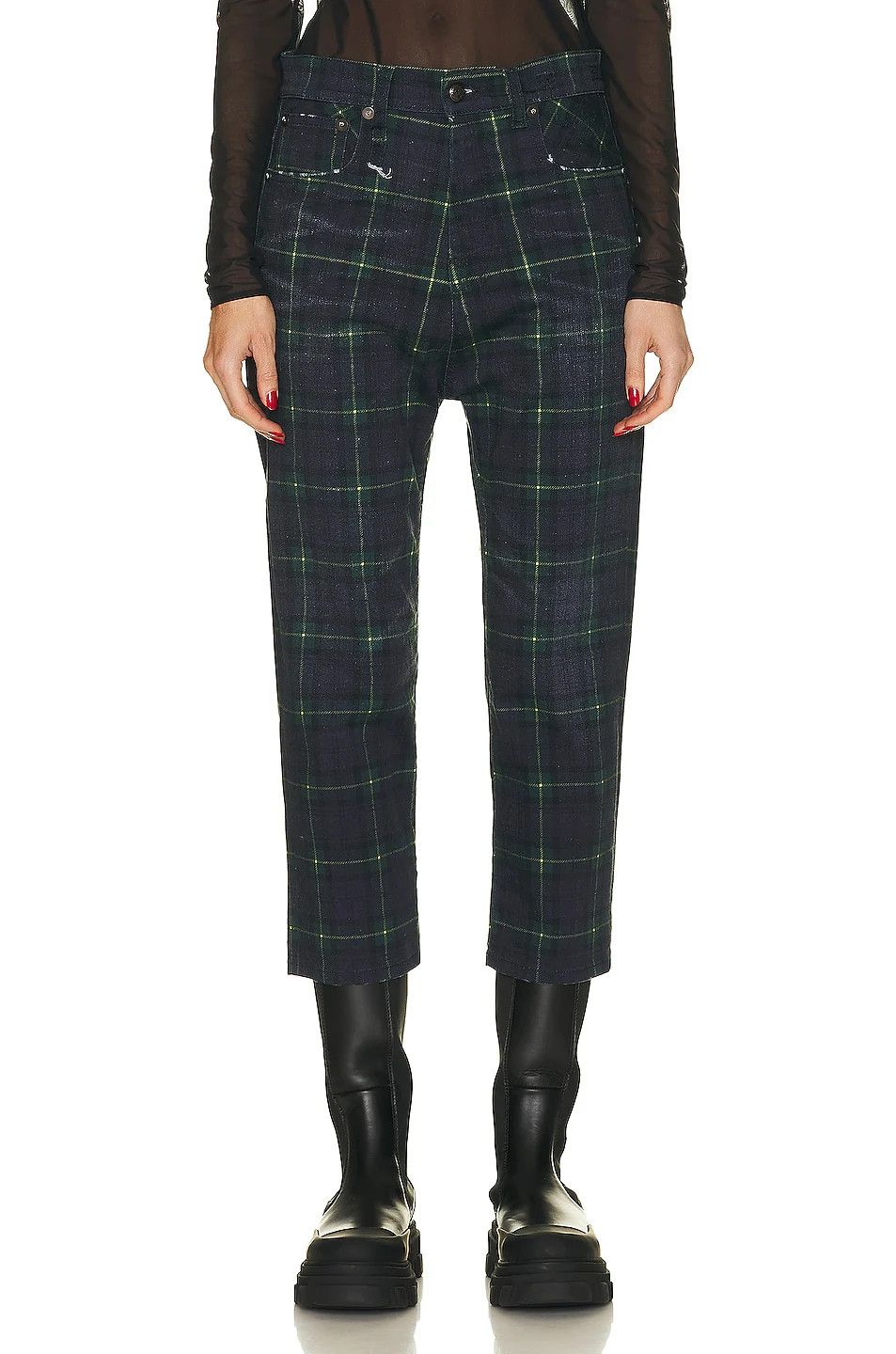 R13 R13 Lisa Baggy Tailored Drop Tartan Green Navy Pants Size 30" / US 8 / IT 44 - 5 Thumbnail