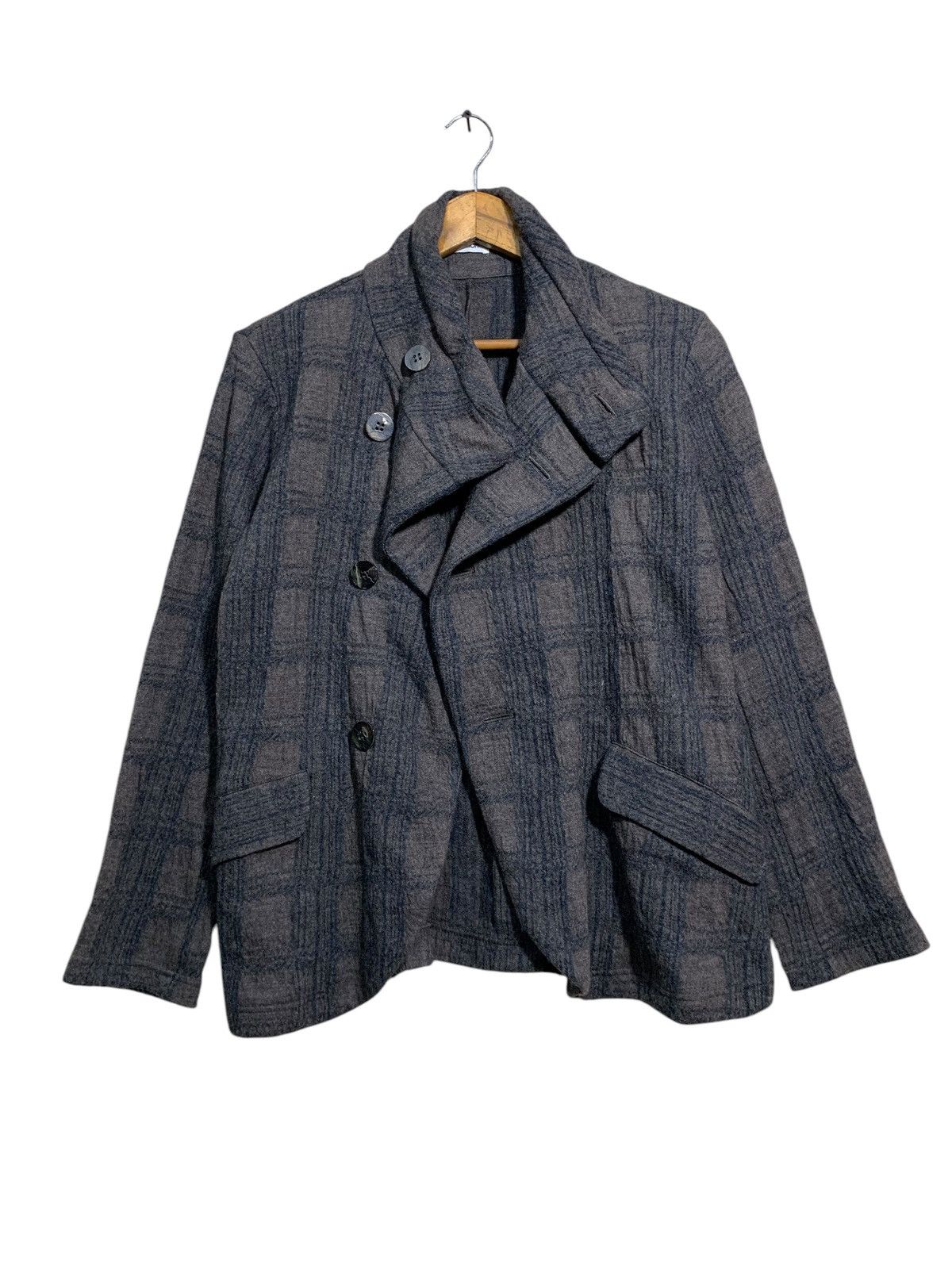Issey Miyake 🔥ISSEY MIYAKE PLANTATION WOOL TARTANS JACKET Size M / US 6-8 / IT 42-44 - 1 Thumbnail