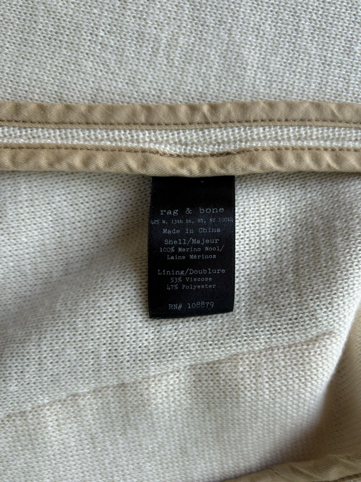 Designer × Rag & Bone Rag & Bone Blazer Womens Cream Merino Wool Teal Trim Prep Size L / US 10 / IT 46 - 8 Thumbnail