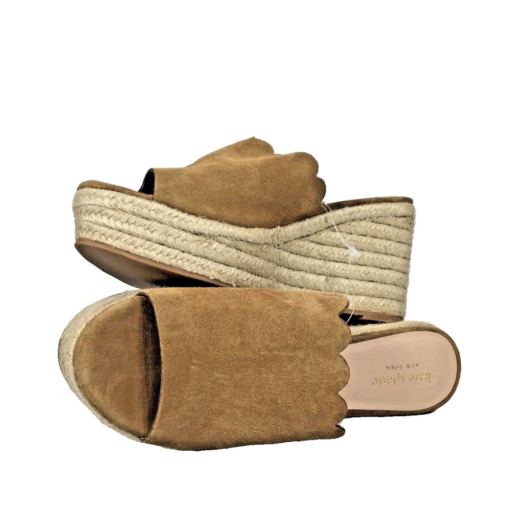 Vintage KATE SPADE Toby Espadrille Wedge Brown Suede Size 8.5 New Scalloped Platform Heel Wedges Size US 9 / IT 39 - 2 Thumbnail