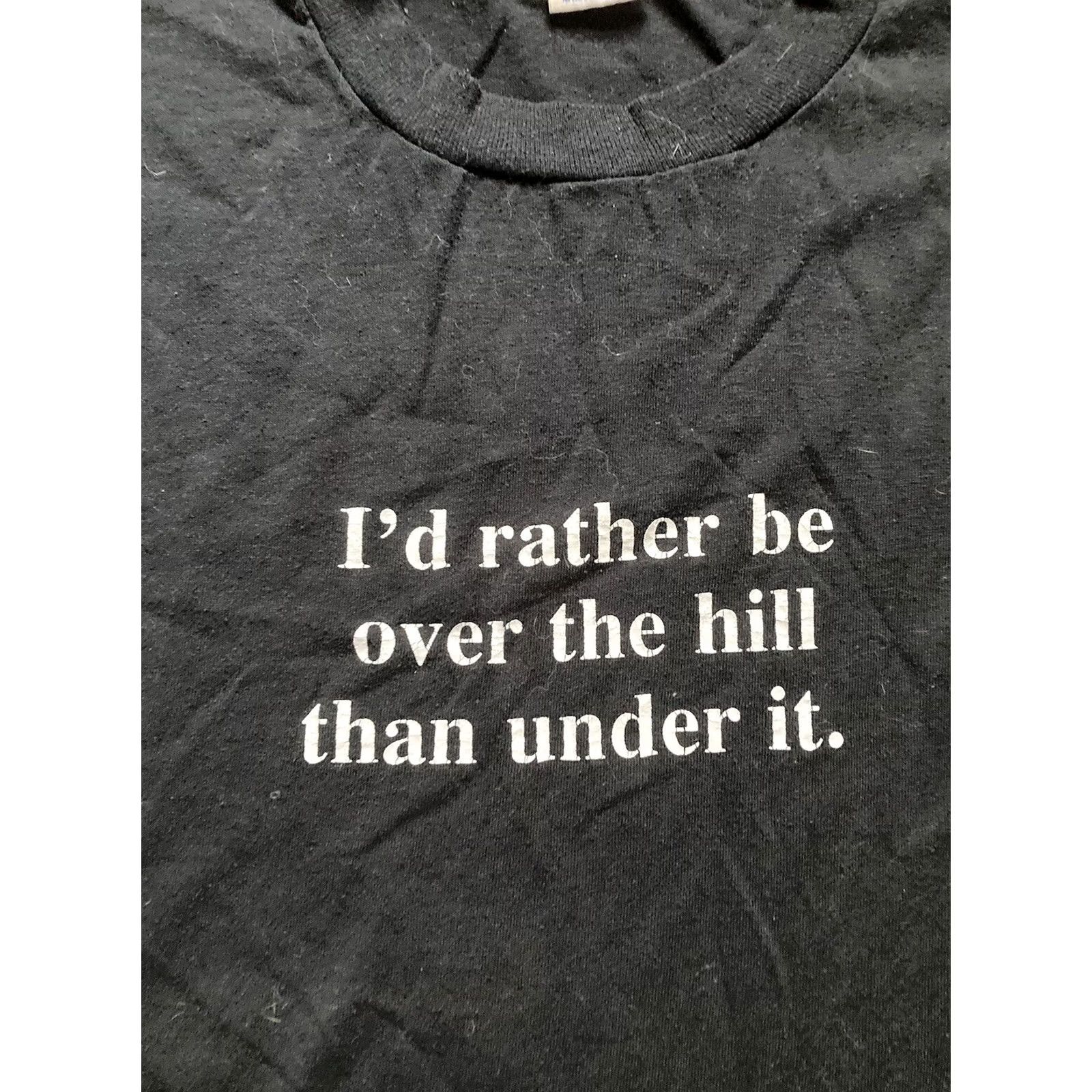 Jerzees VINTAGE 90s Jerzees Shirt Crew Neck Short Sleeve Black XL Men USA Made JERZEES Quote Over The Hill Certificate Size US L / EU 52-54 / 3 - 2 Thumbnail