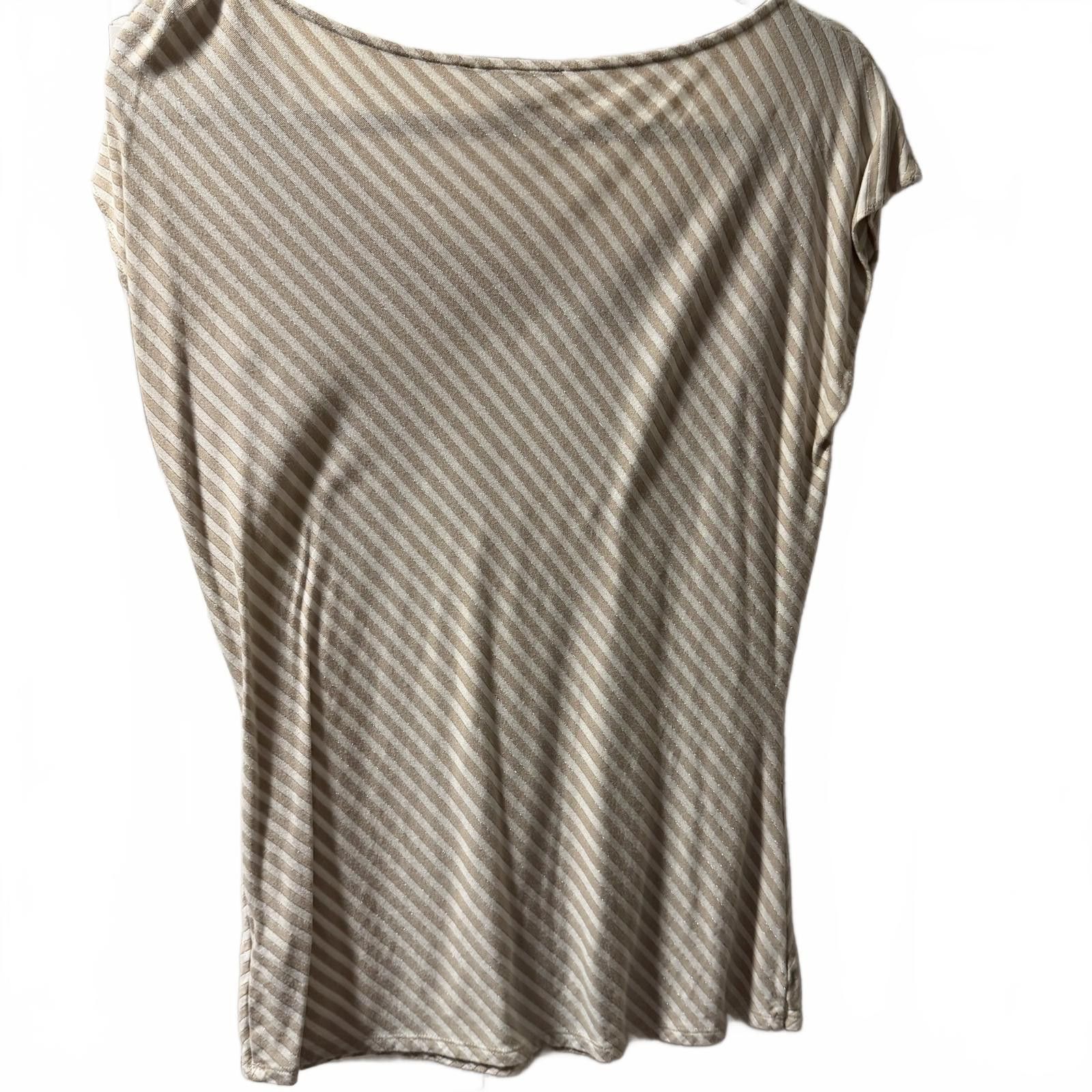 Other White House Black Market Beige Striped Ruffle Detail Top, M Size M / US 6-8 / IT 42-44 - 5 Thumbnail