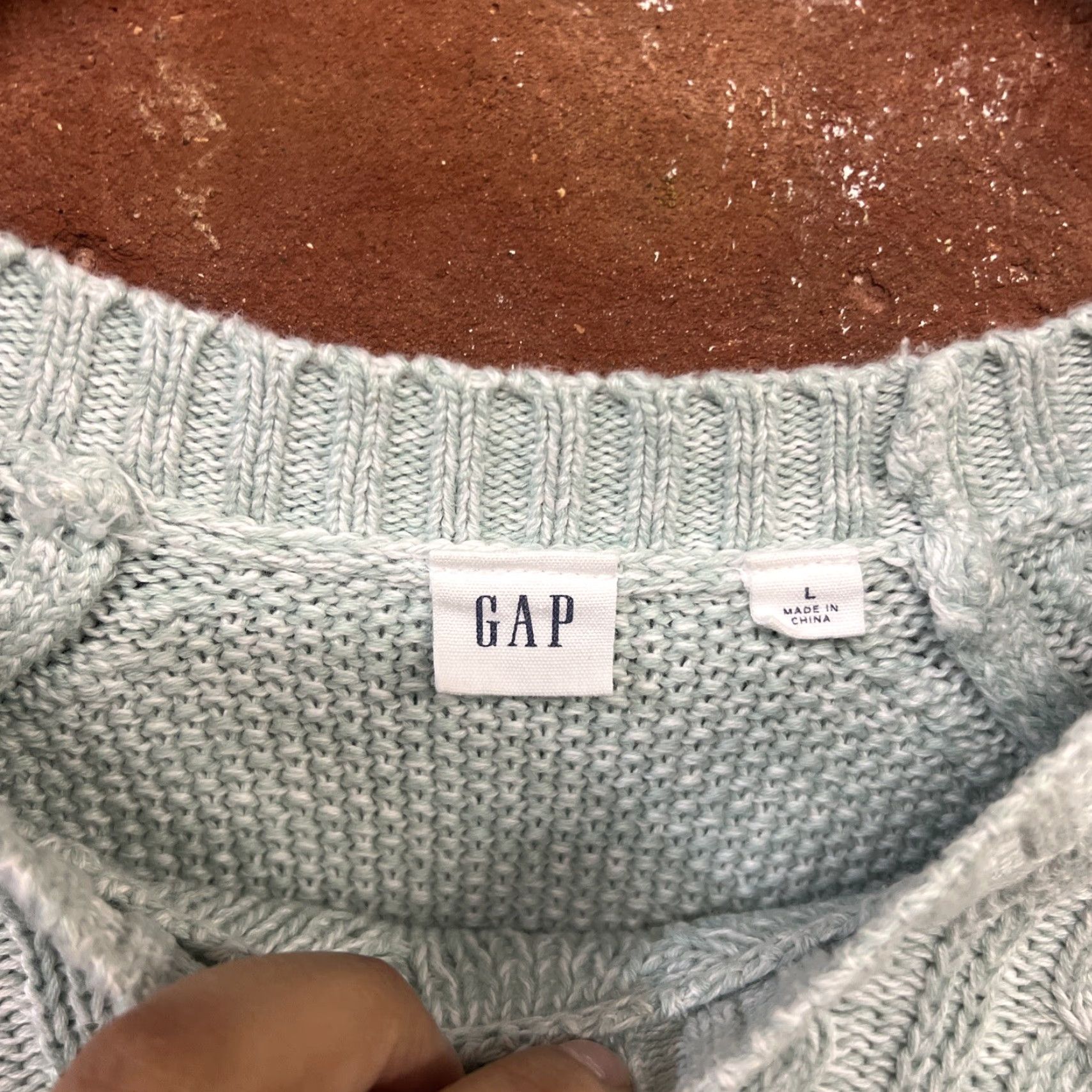 Gap VINTAGE Gap Women's Large Cable Knit Blue Pullover Sweater Size L / US 10 / IT 46 - 2 Thumbnail