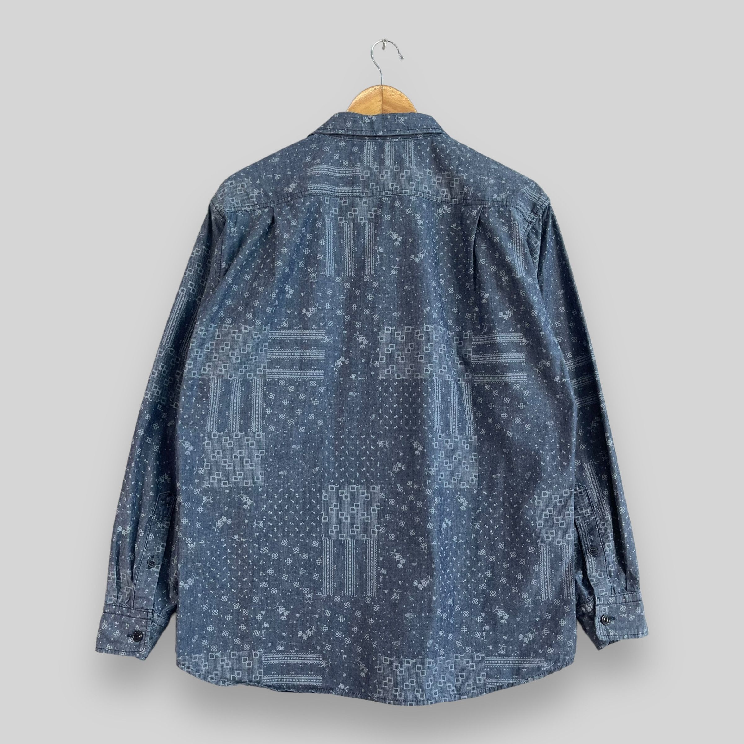 Japanese Brand × Vintage Vintage Patchwork Reconstruct Flannel Denim Button Up Size US M / EU 48-50 / 2 - 8 Thumbnail