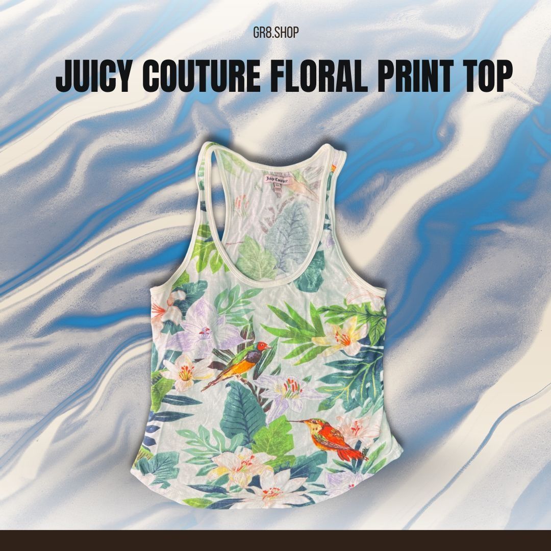 Juicy Couture Juicy Couture XS Womens Floral Print Racerback Tank Top Trop Size XS / US 0-2 / IT 36-38 - 1 Thumbnail