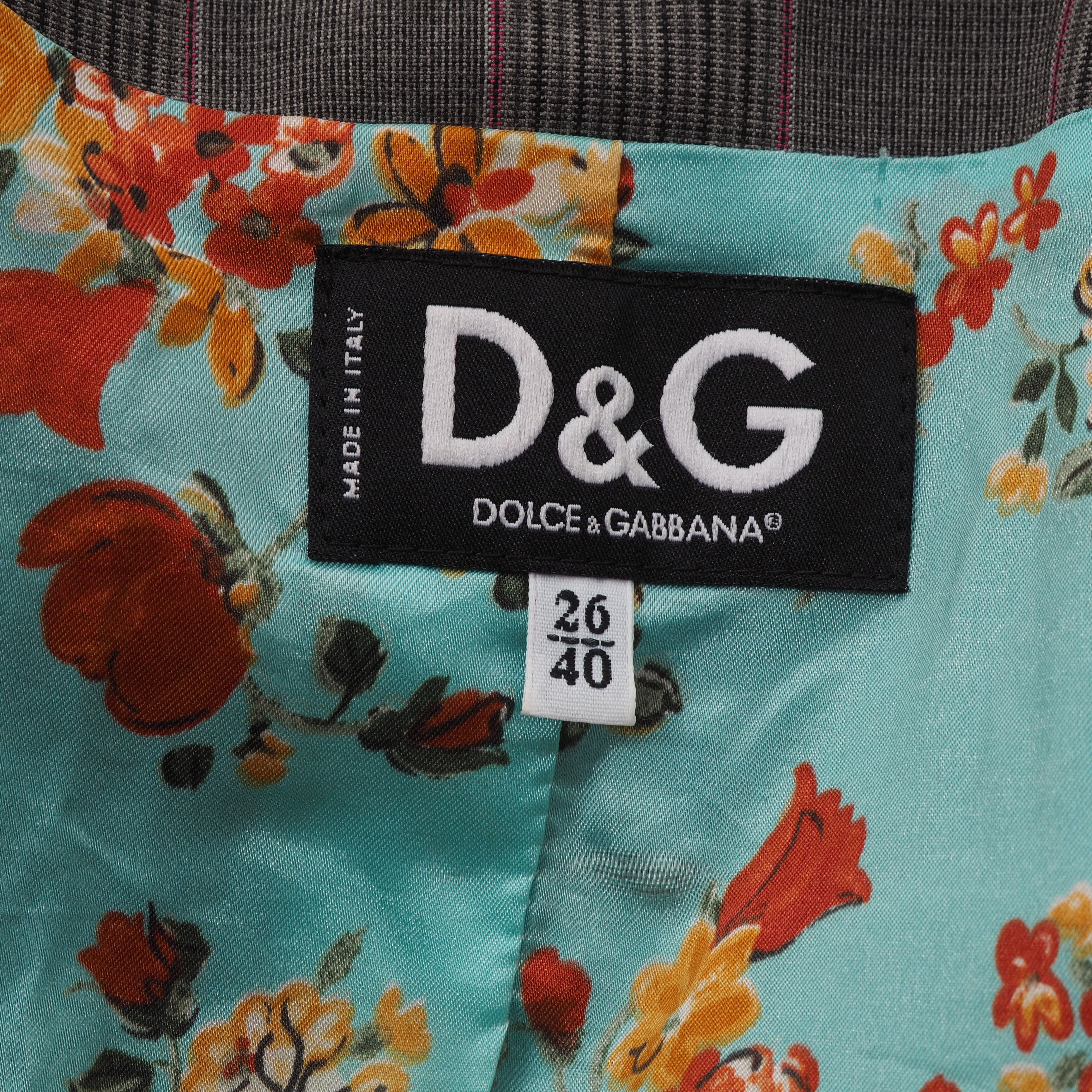 Dolce & Gabbana × Vintage Dolce&Gabbana Vintage Women's Gray Blazer Jacket Size S / US 4 / IT 40 - 6 Thumbnail