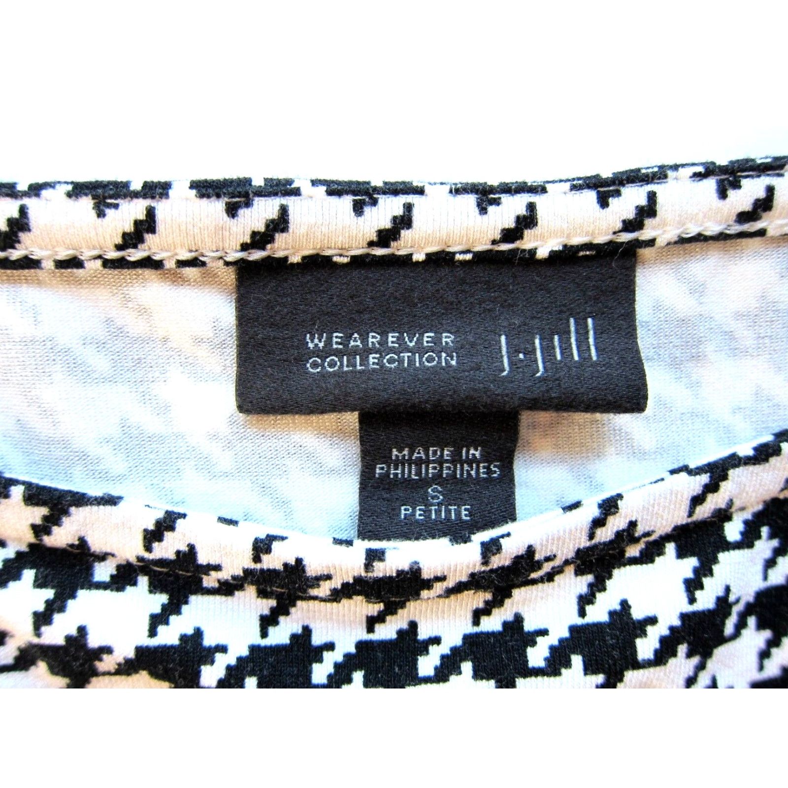 J. Jill J.Jill Wearever Black White Plaid Jersey Stretch 3/4 Sleeve Tunic Shift Dress PS Size S / US 4 / IT 40 - 3 Thumbnail