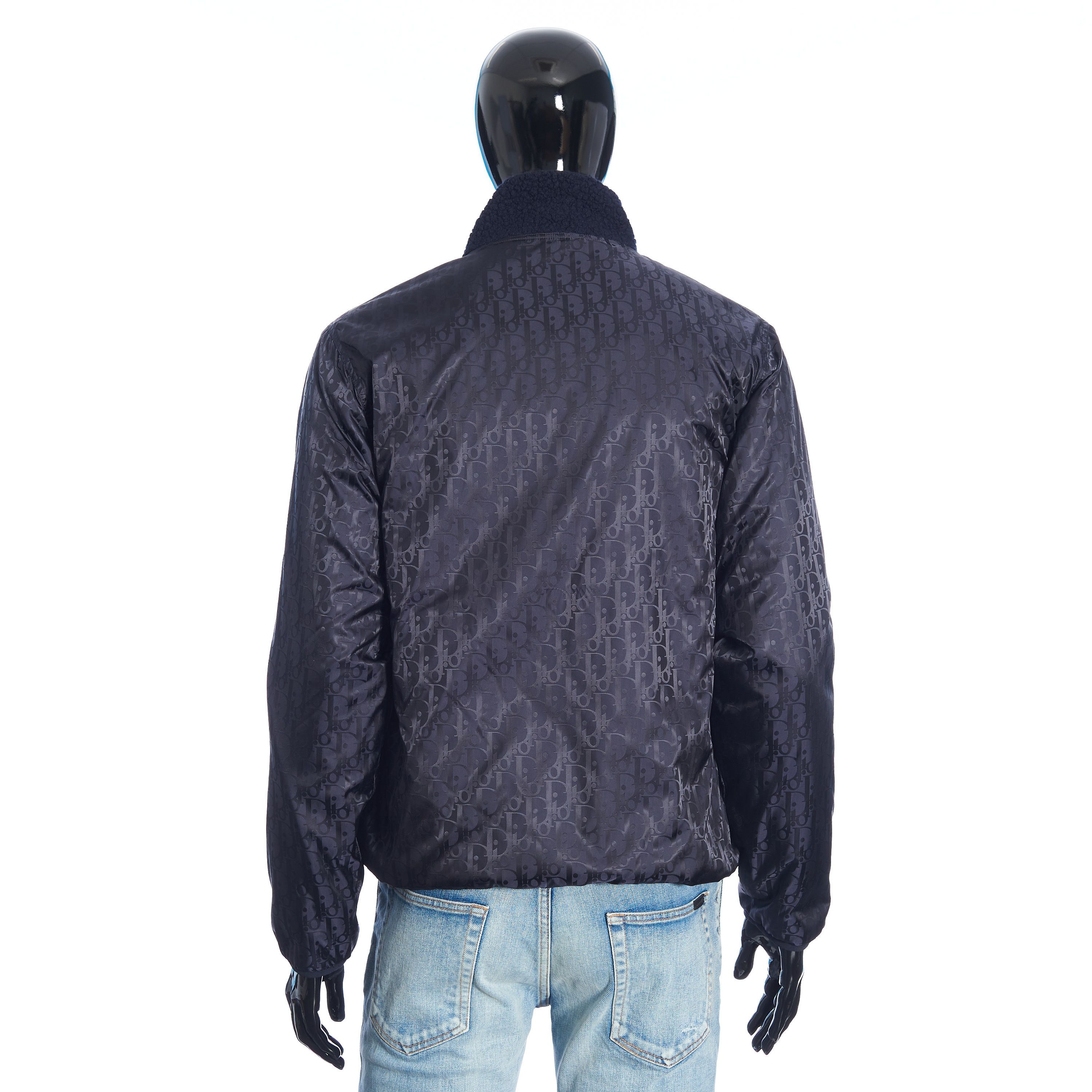 Reversible Dior Oblique Blouson In Navy Blue Wool Fleece