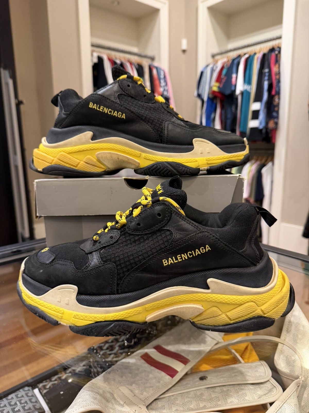 Balenciaga Balenciaga Triple S - Black/Yellow Size US 10 / EU 43 - 1 Thumbnail