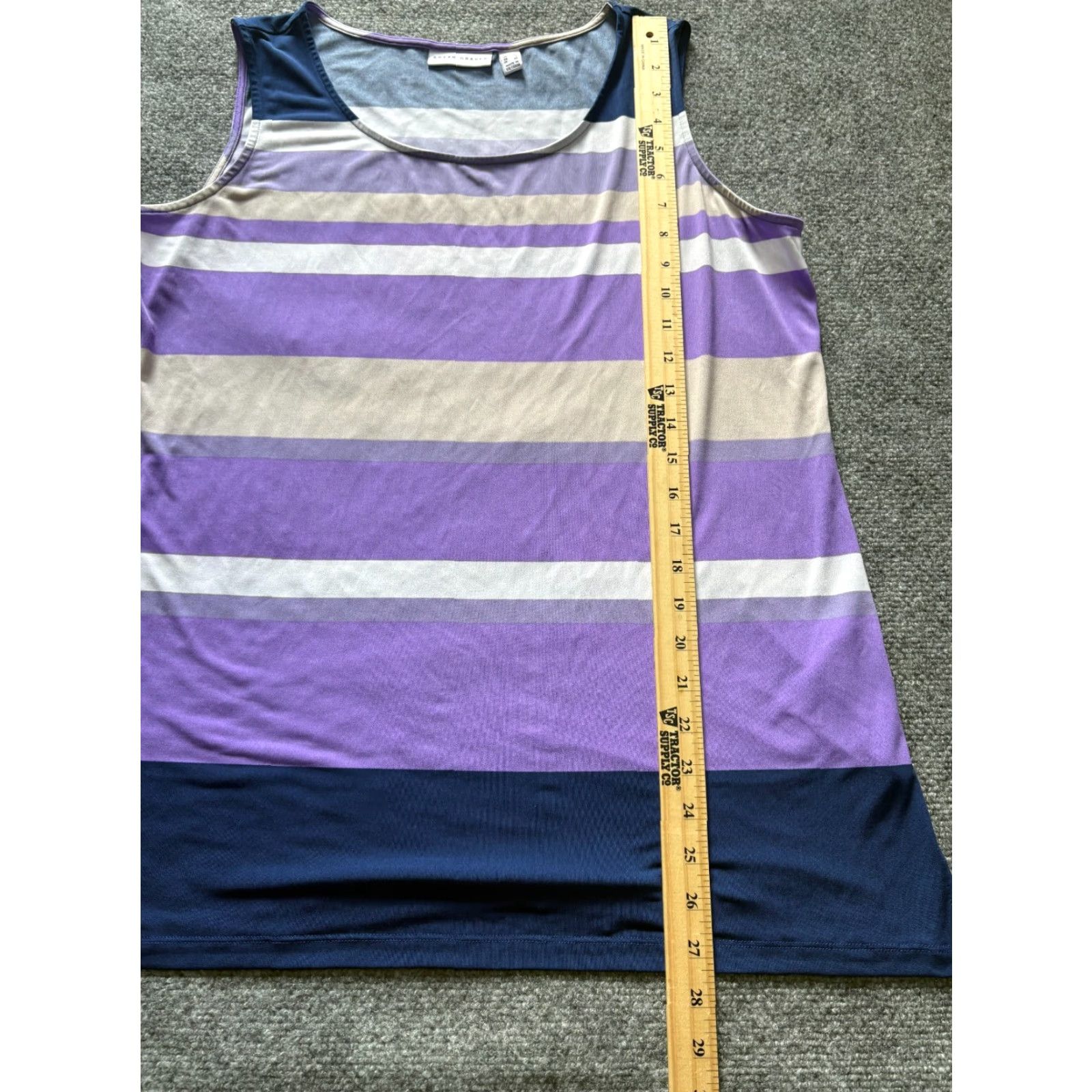 Vintage Susan Graver Top Womens Large Purple Striped Sleeveless Blouse Size L / US 10 / IT 46 - 3 Thumbnail