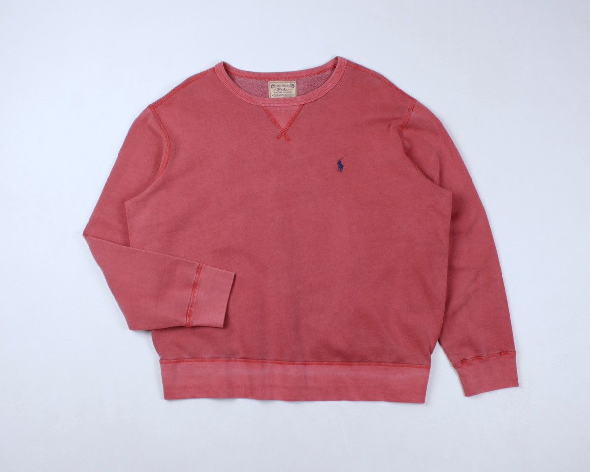 Polo Ralph Lauren × Ralph Lauren POLO Ralph Lauren Washed Red Garment Dyed Fleece Sweatshirt Size US XL / EU 56 / 4 - 9 Thumbnail