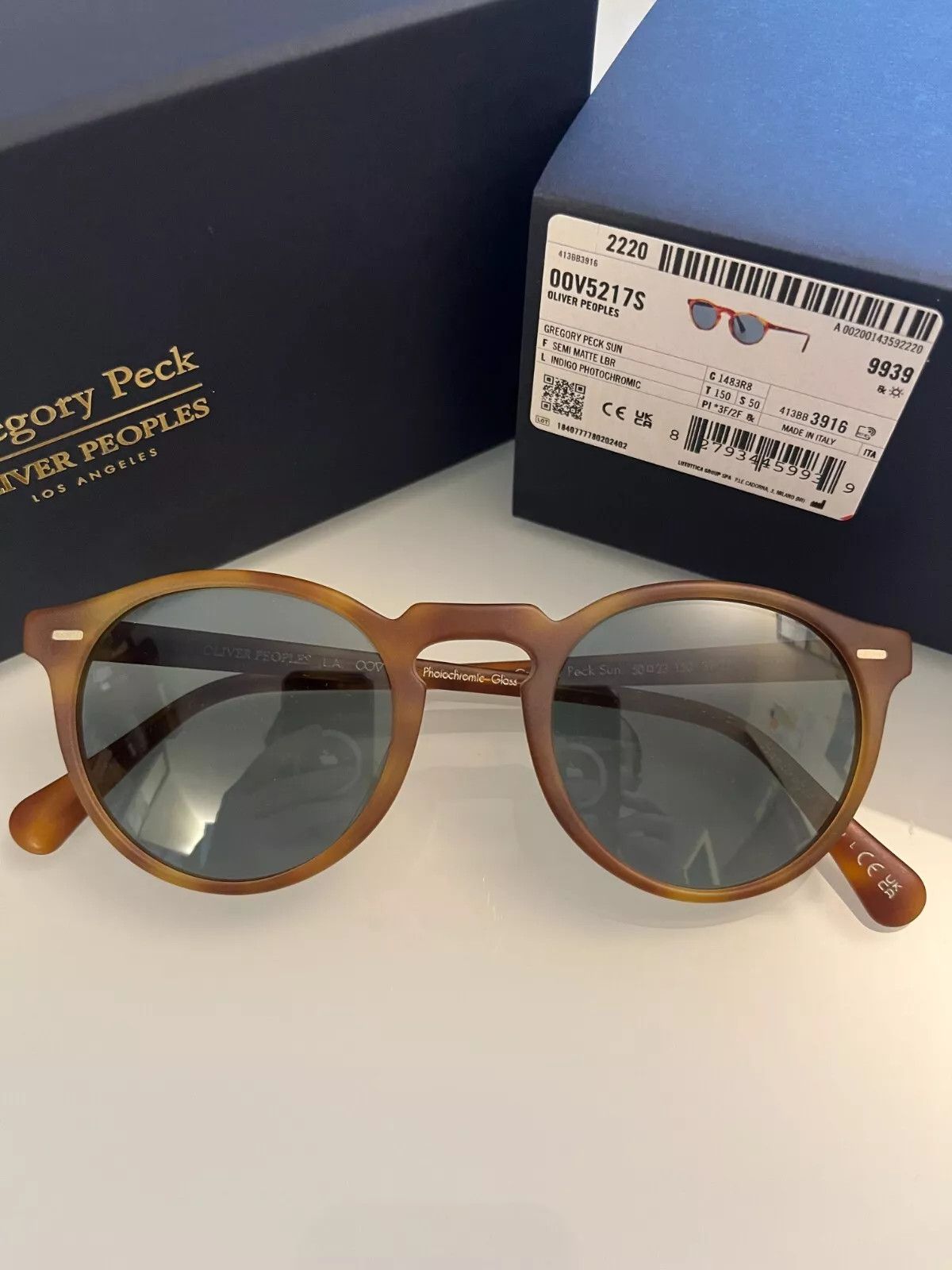 Oliver Peoples Gregory Peck Sun 47mm Semi-Matte LBR /Blue Photoch Size ONE SIZE - 4 Thumbnail