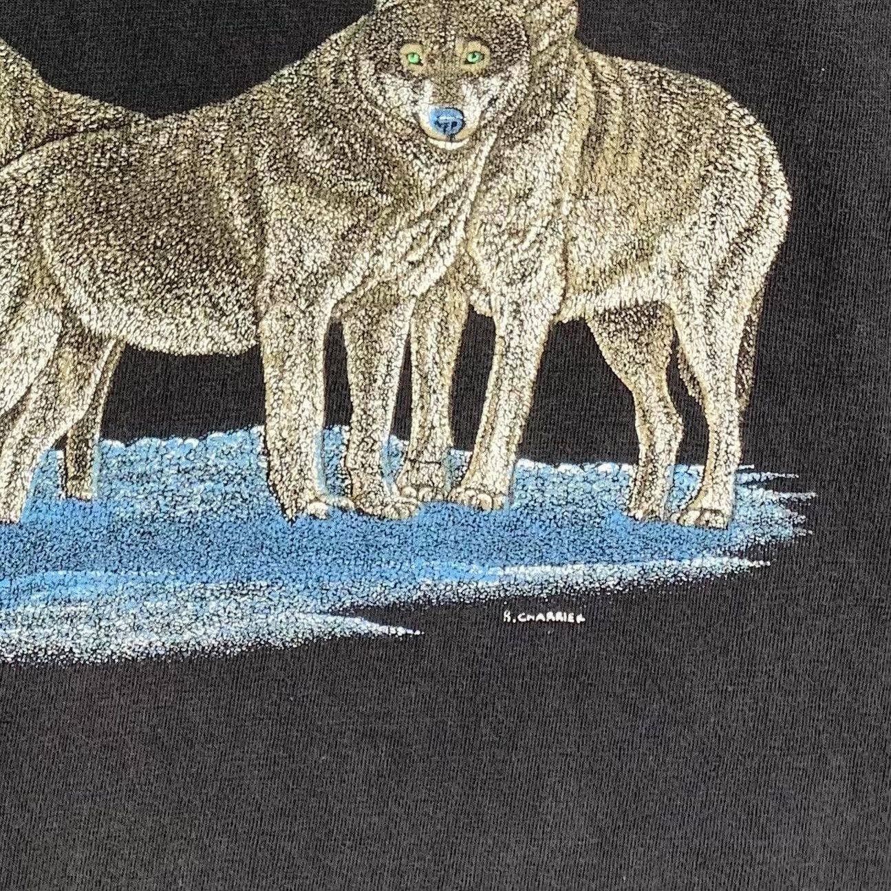 Vintage Vintage 90s BARA-OU-DA Wolf Animal 3D Pop Art R. Tshirt Size US L / EU 52-54 / 3 - 4 Thumbnail