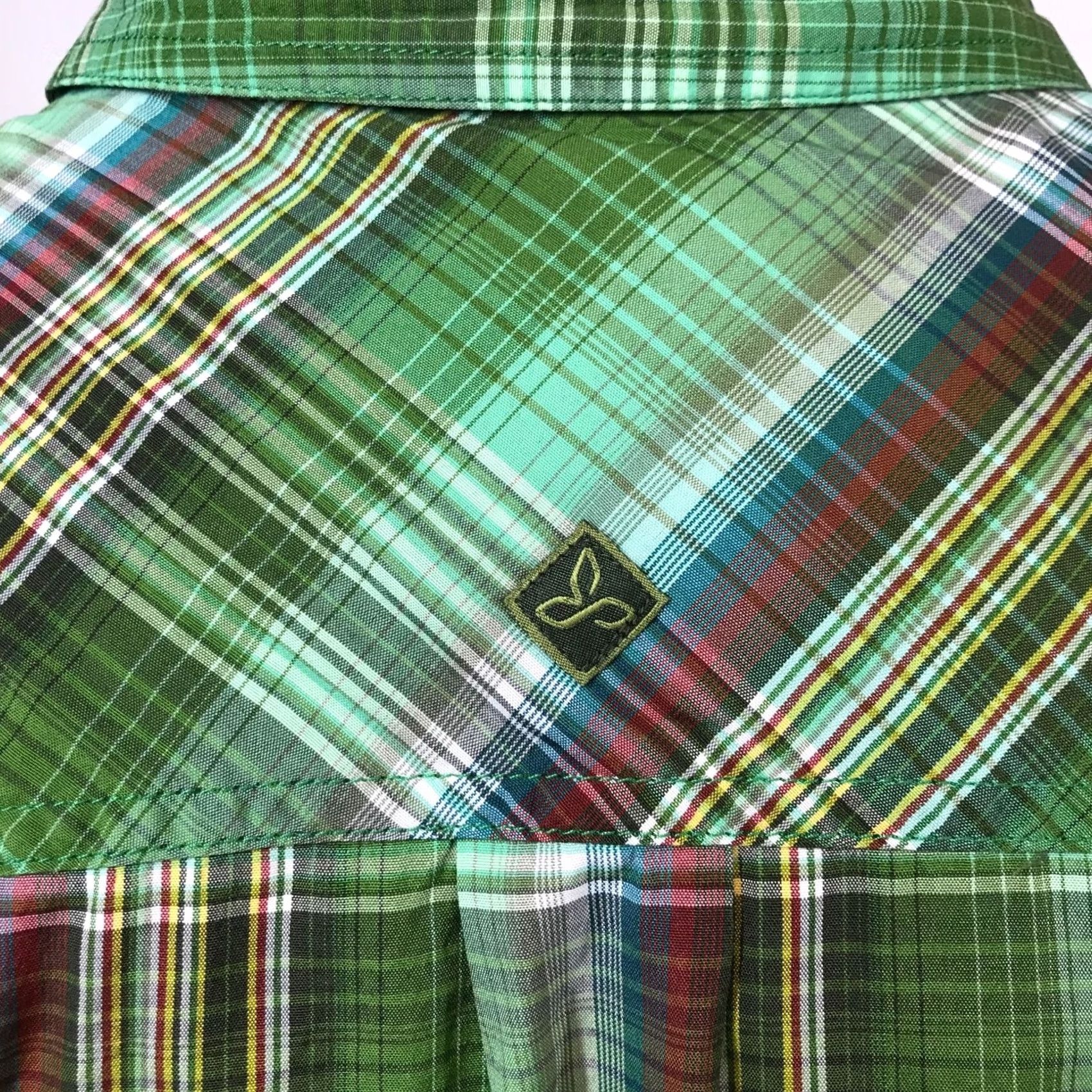 Prana prAna MEN'S M GREEN PLAID SHORT SLEEVE COLLARED BUTTON ORGANIC COTTON Shirt Size US 31 - 6 Thumbnail