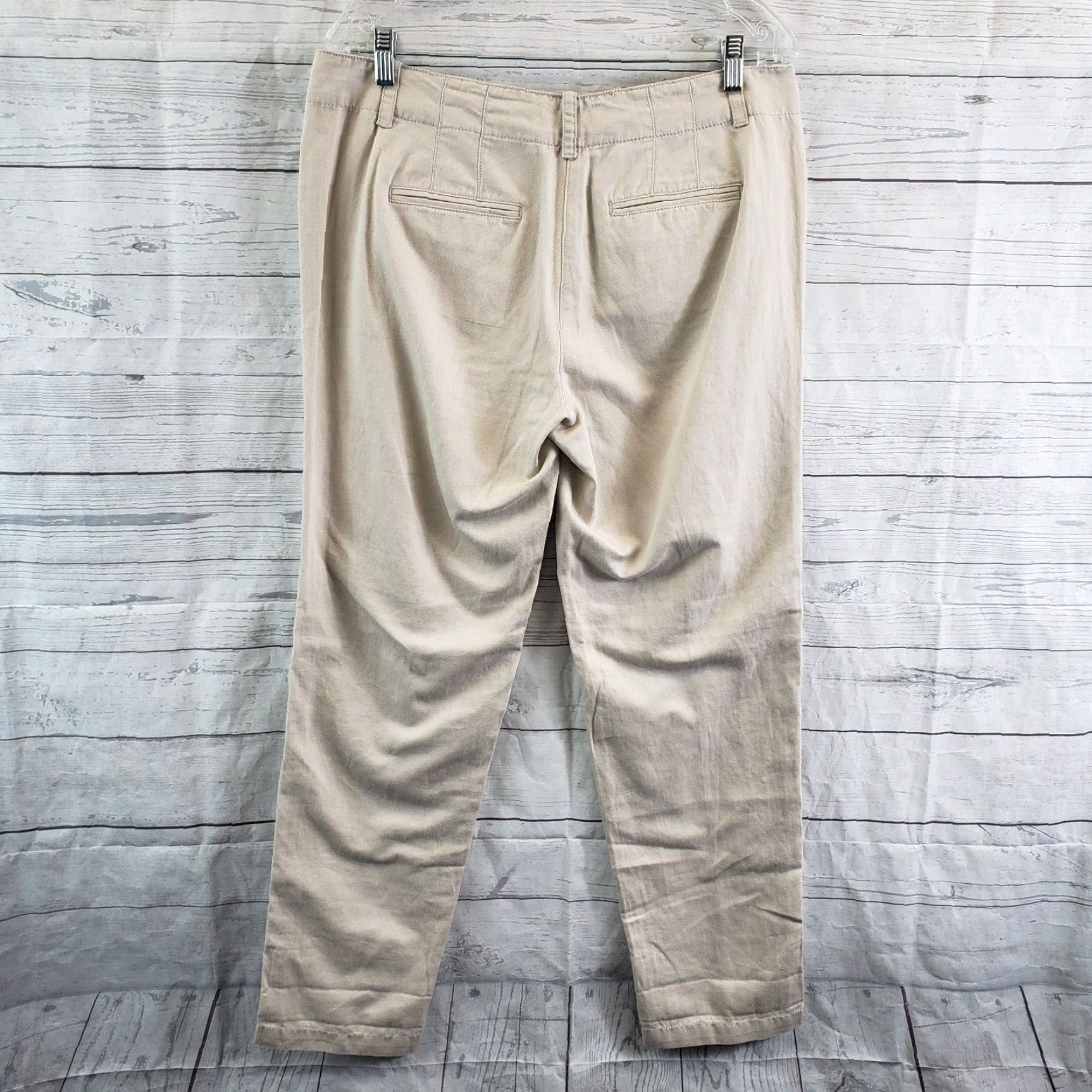Loft Ann Taylor LOFT Womens Marisa Pants Sz 8 Beige Mid Rise Cotton Linen Blend Size 30" / US 8 / IT 44 - 3 Thumbnail