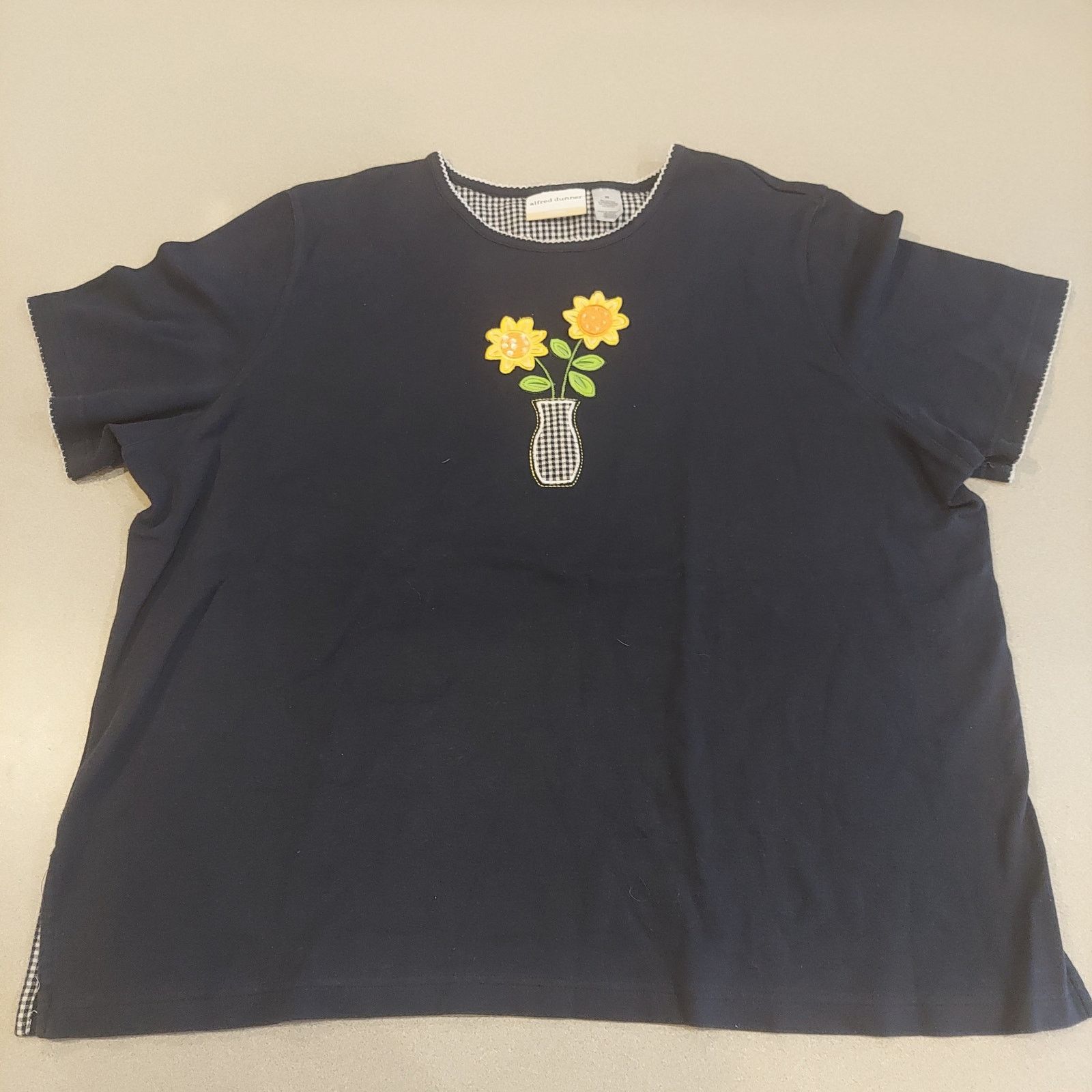Other Alfred Dunner Shirt Womens Size 2x Black Floral Short Sleeve Size XXL / US 16-18 / IT 52-54 - 1 Thumbnail