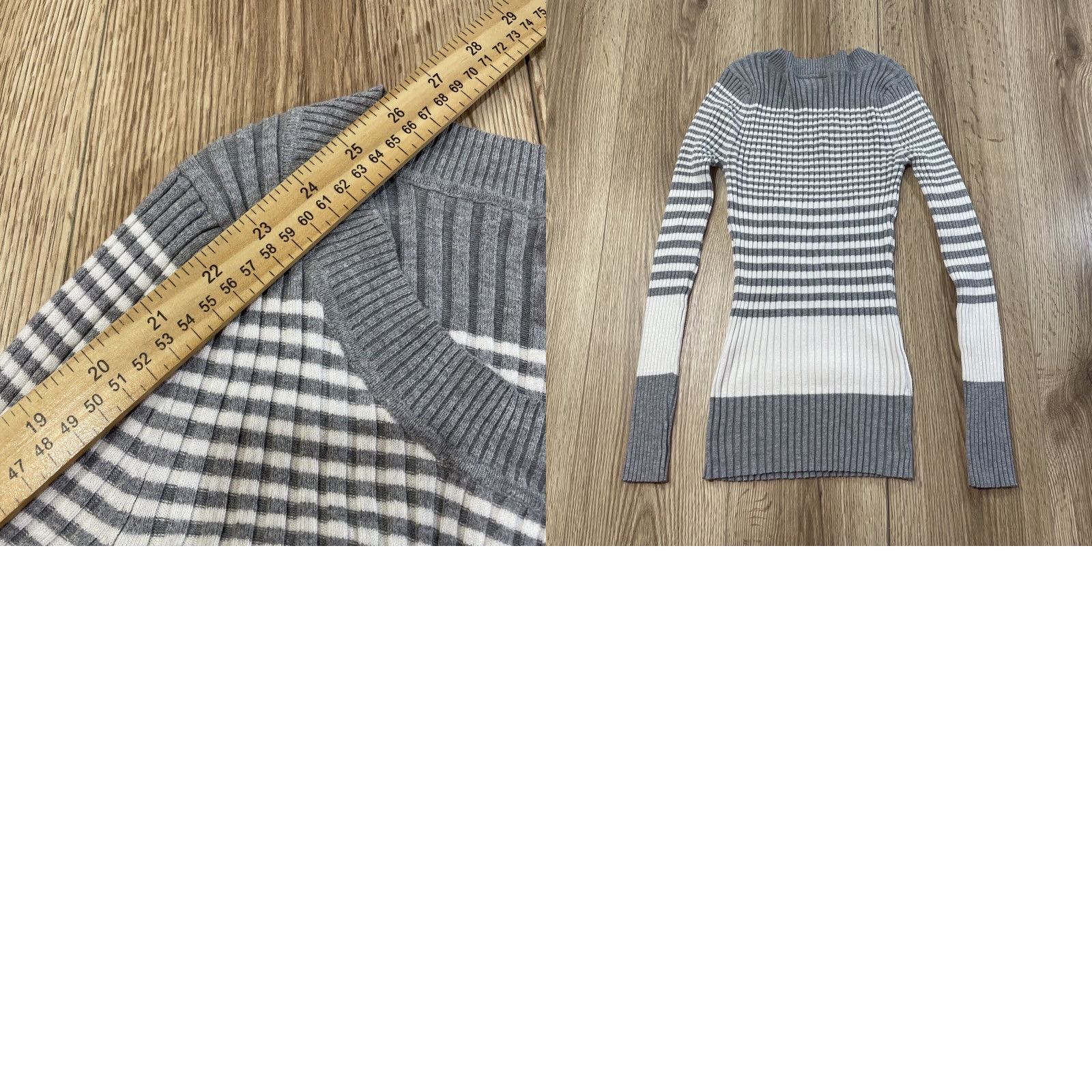 Vintage VINTAGE Blend Striped Sweater Women’s Size S Gray/White Pullover Rayon Blend Long Sleeve V-Neck Size S / US 4 / IT 40 - 8 Thumbnail