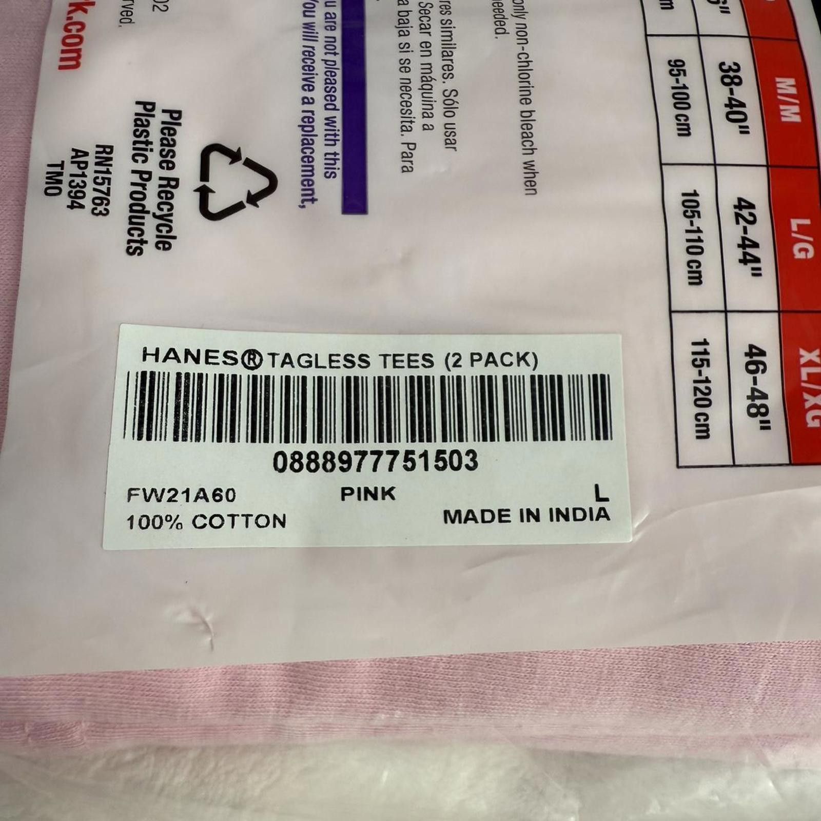 Supreme 2021 Supreme x Hanes Tagless Tees (2 Pack) 'Pink' Size US M / EU 48-50 / 2 - 2 Thumbnail