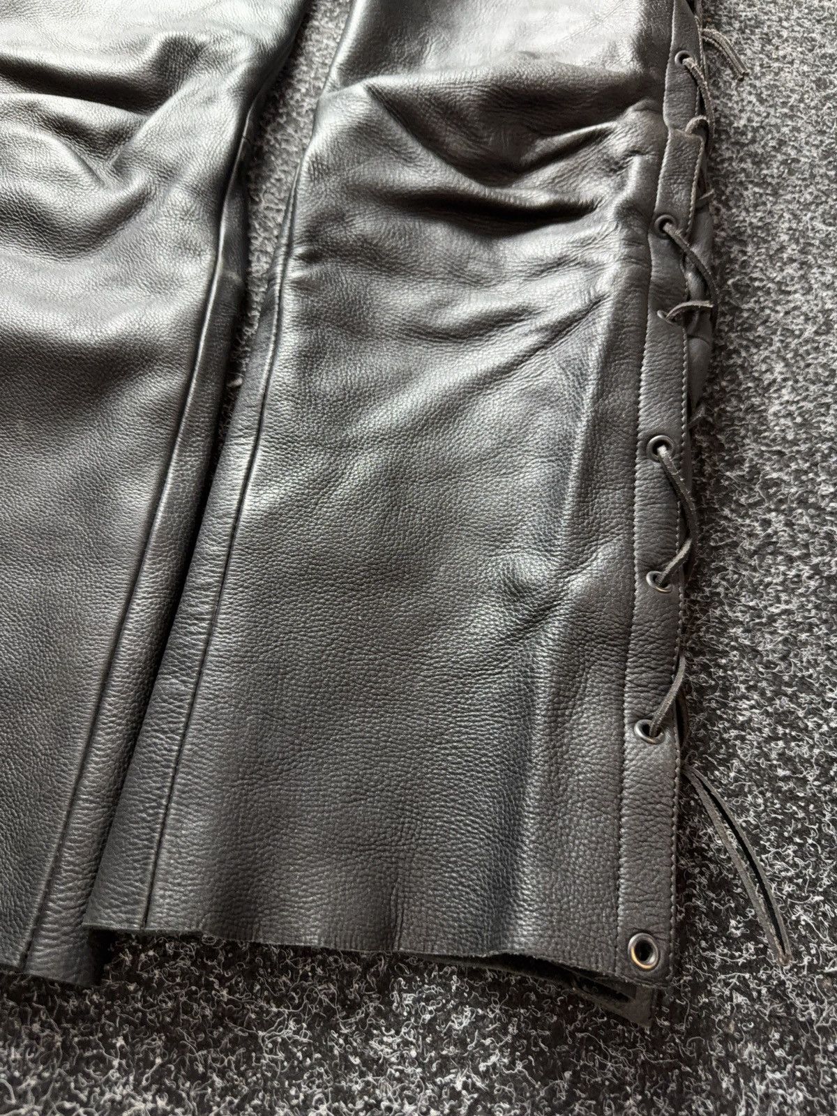 Genuine Leather Leather Rock Punk Biker MOTO Pants Lace Up Goth Moto Black Size US 32 / EU 48 - 7 Thumbnail