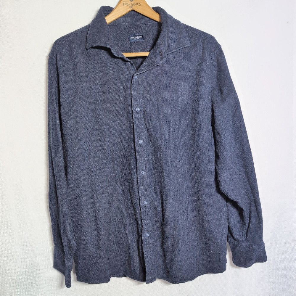 Designer Proper Cloth Canclini XL Navy Extra Large Herringbone Beaco Size US XL / EU 56 / 4 - 2 Thumbnail