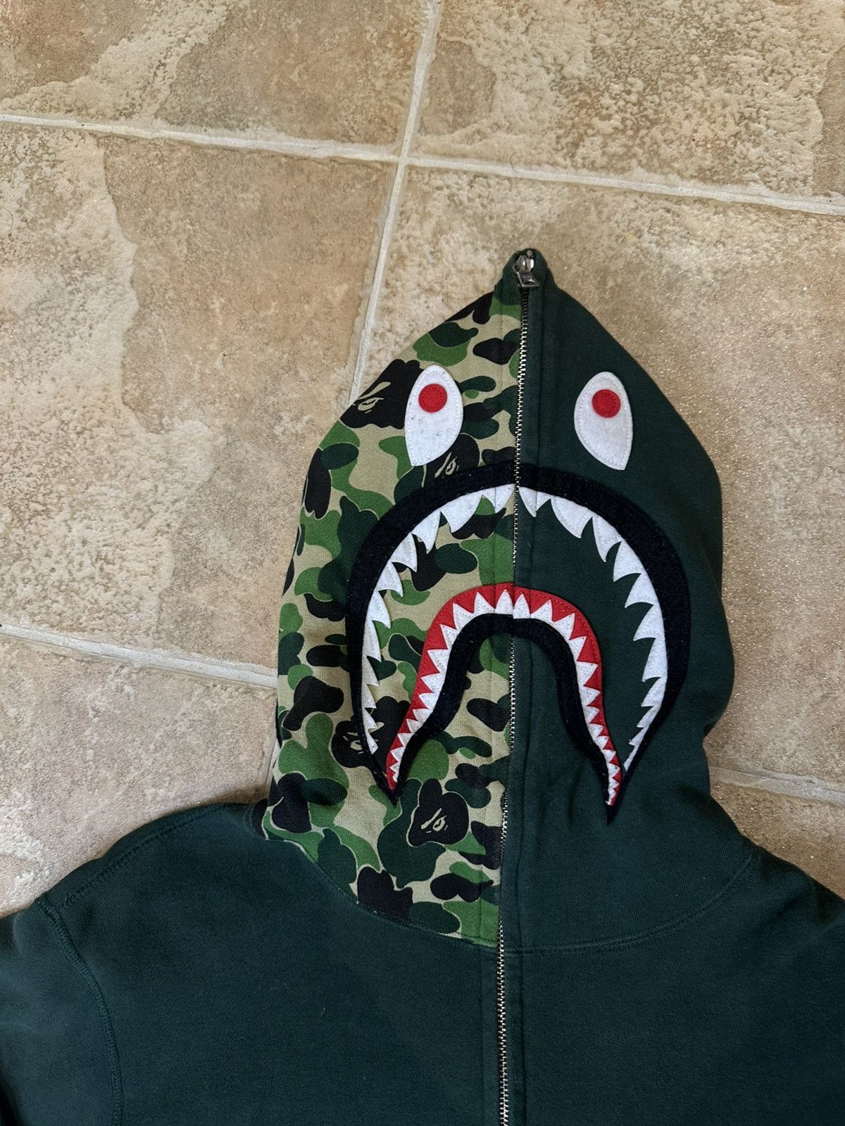 Bape Bape Shark Hoodie First Camo Green Size US XL / EU 56 / 4 - 3 Thumbnail